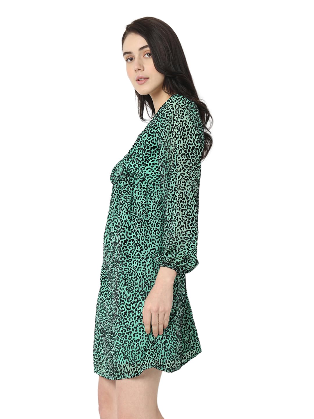 VERO MODA Women's Viscose A-Line Above The Knee Dress (Holly Holly Green) - SaumyasStore
