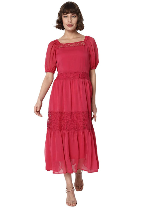 VERO MODA Women's Polyester Modern Maxi Casual Dress (Granita) - SaumyasStore