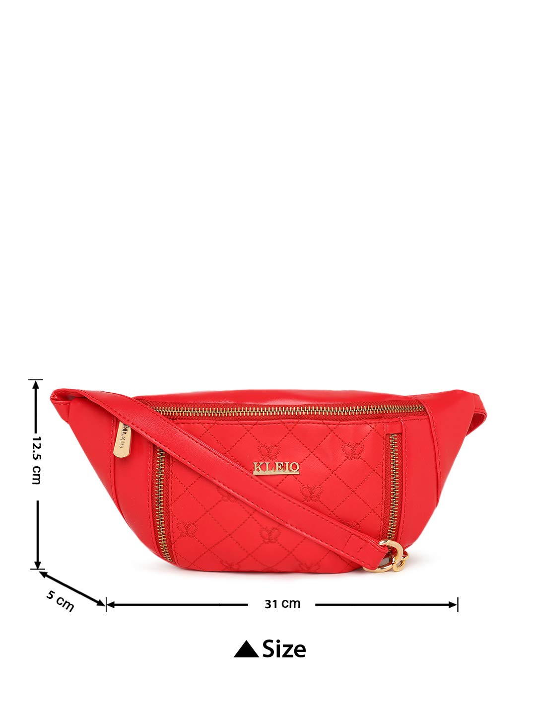 KLEIO Quilted Chain Sling Waist Belt Pouch for Women Girls (HO8017KL-RE) (Red) - SaumyasStore
