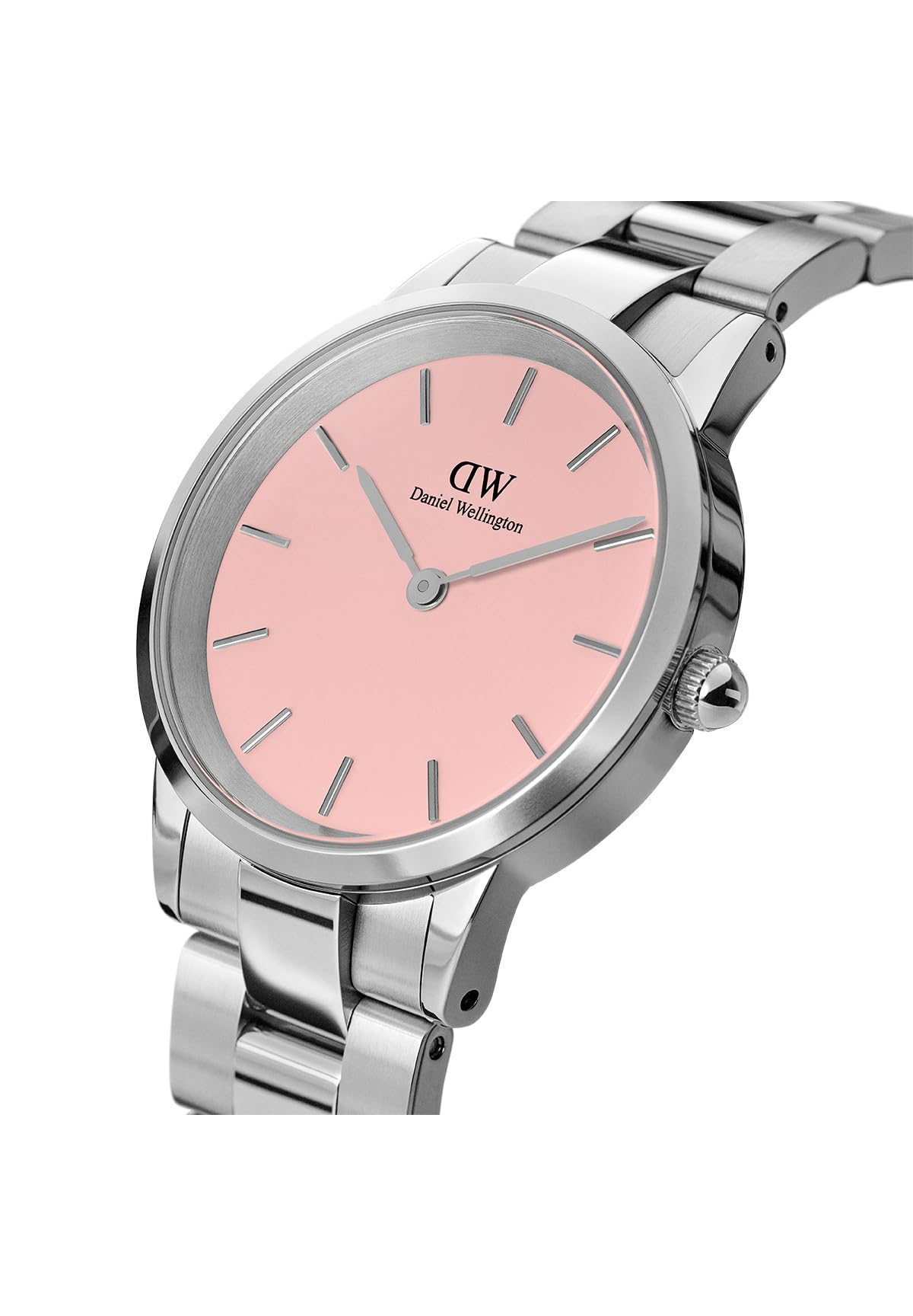 Daniel Wellington Iconic Link Blush 28mm Pink Dial Silver Watch for Women - SaumyasStore