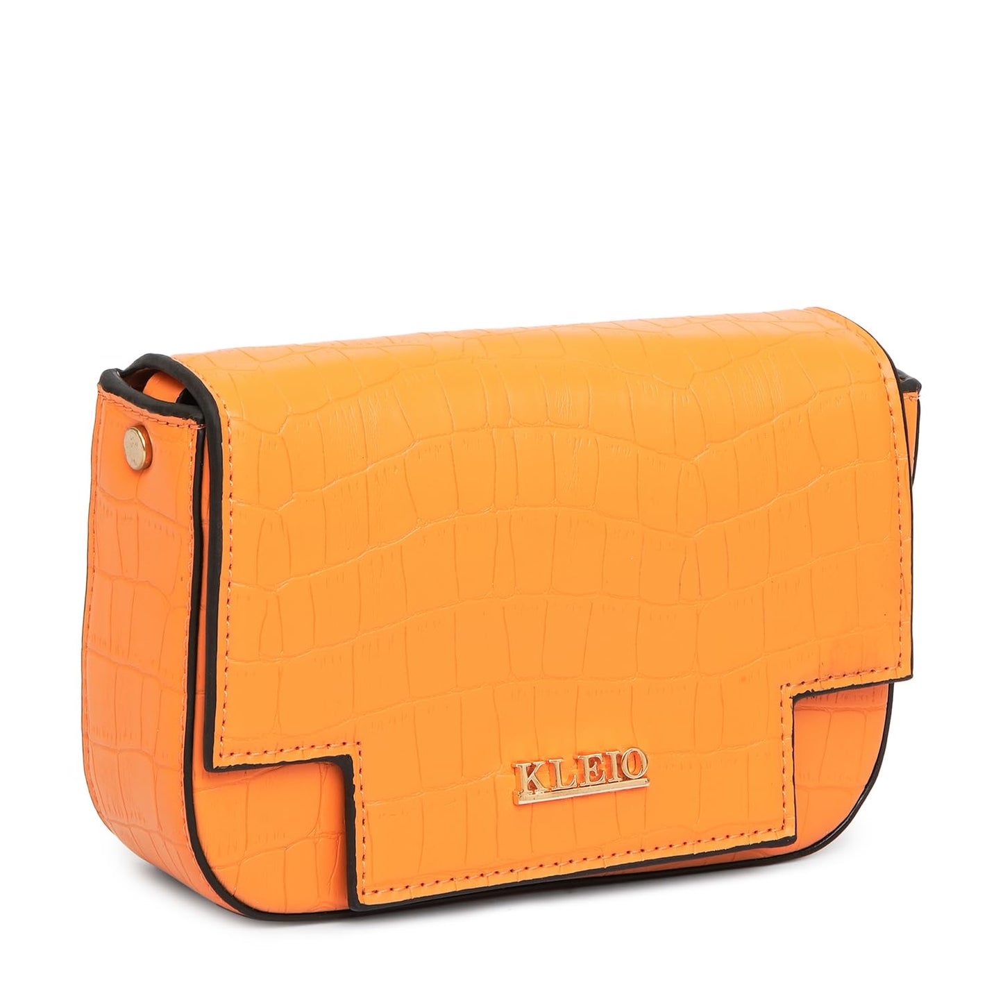 KLEIO Vegan Leather Mini Croco Textured Shoulder Bag Women with Magnetic Closure (Orange) |Water-resistent Shoulder Hand Bag for Girls |Ladies Bag for Everyday Use, Parties, Travel & College - SaumyasStore
