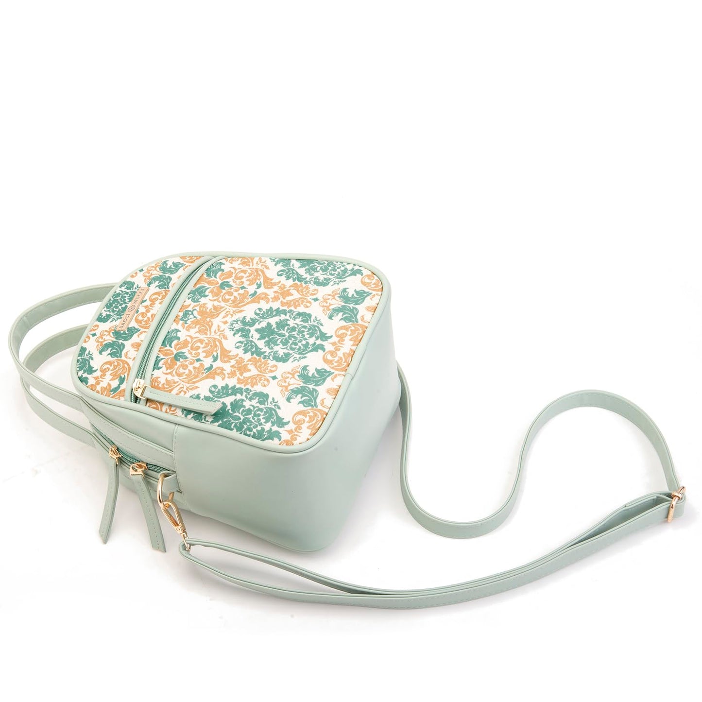 SACCI MUCCI Women's Satchel Handbag | Ladies Purse Handbag | Women's Beech Satchel Bag | Shoulder bags for women with long strap - Damask (Mint Green) - SaumyasStore