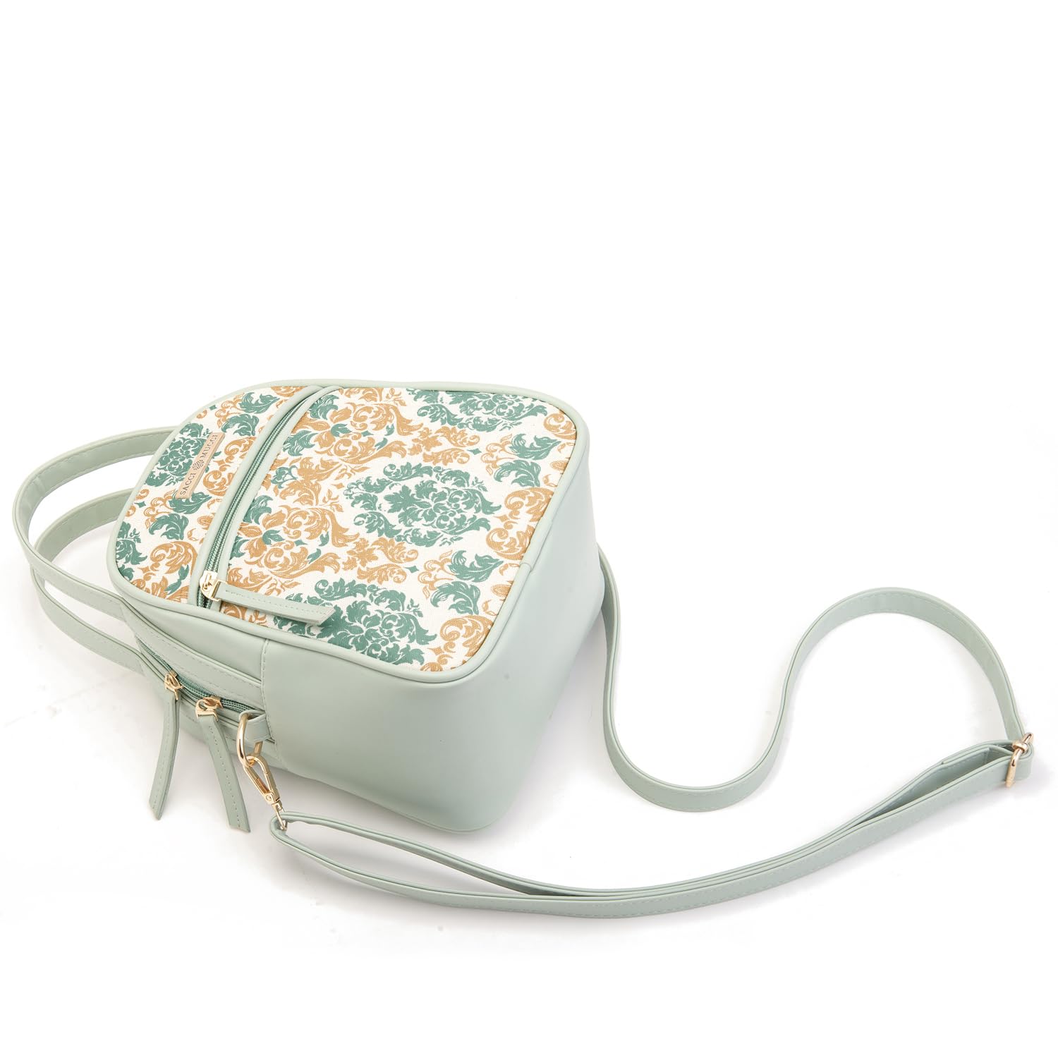 SACCI MUCCI Women's Satchel Handbag | Ladies Purse Handbag | Women's Beech Satchel Bag | Shoulder bags for women with long strap - Damask (Mint Green) - SaumyasStore