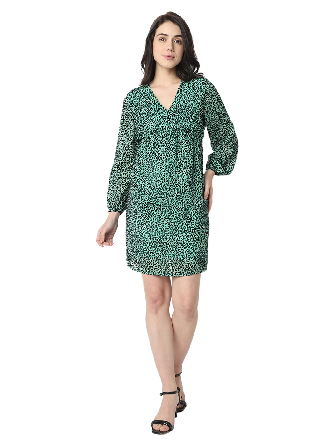 VERO MODA Women's Viscose A-Line Above The Knee Dress (Holly Holly Green) - SaumyasStore