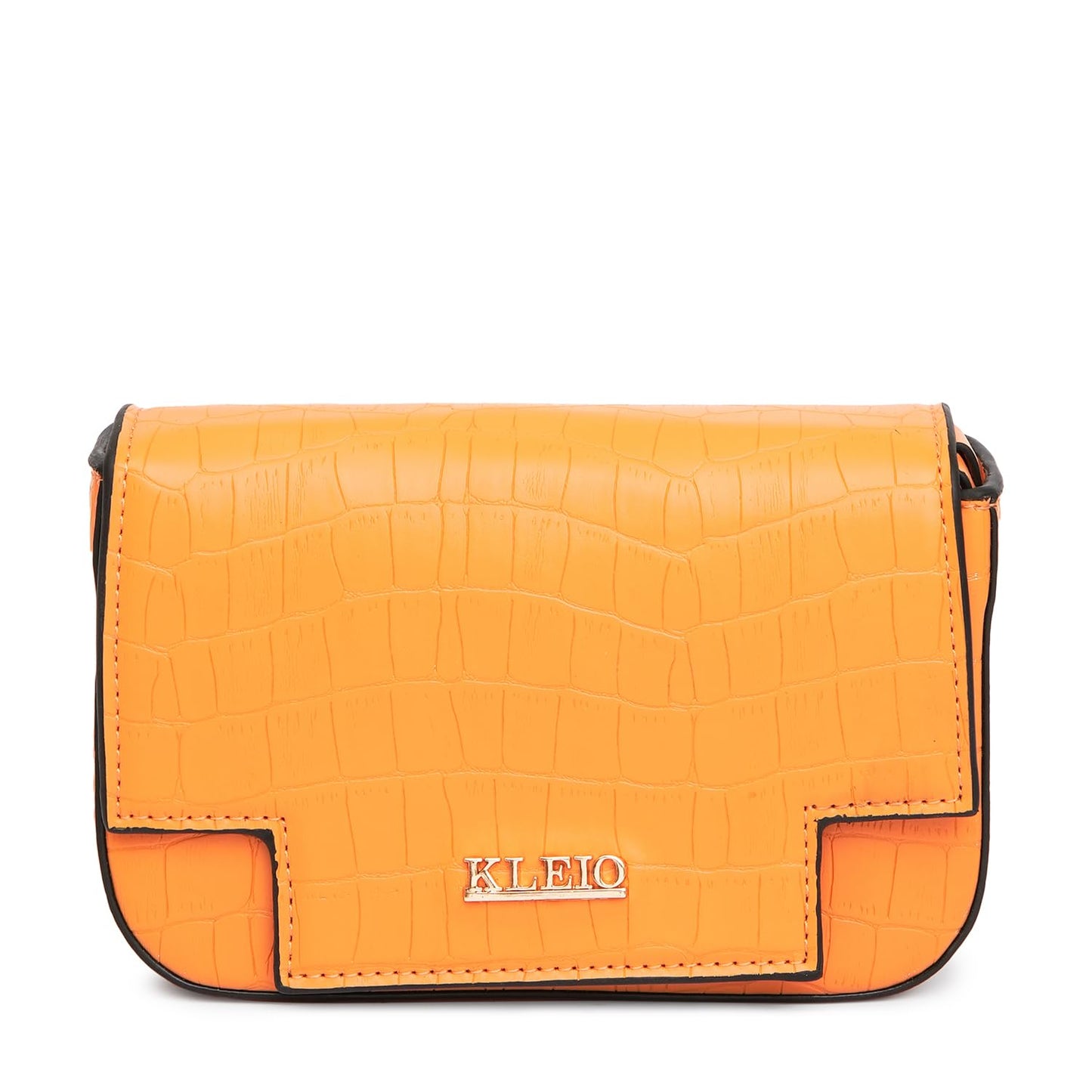 KLEIO Vegan Leather Mini Croco Textured Shoulder Bag Women with Magnetic Closure (Orange) |Water-resistent Shoulder Hand Bag for Girls |Ladies Bag for Everyday Use, Parties, Travel & College - SaumyasStore