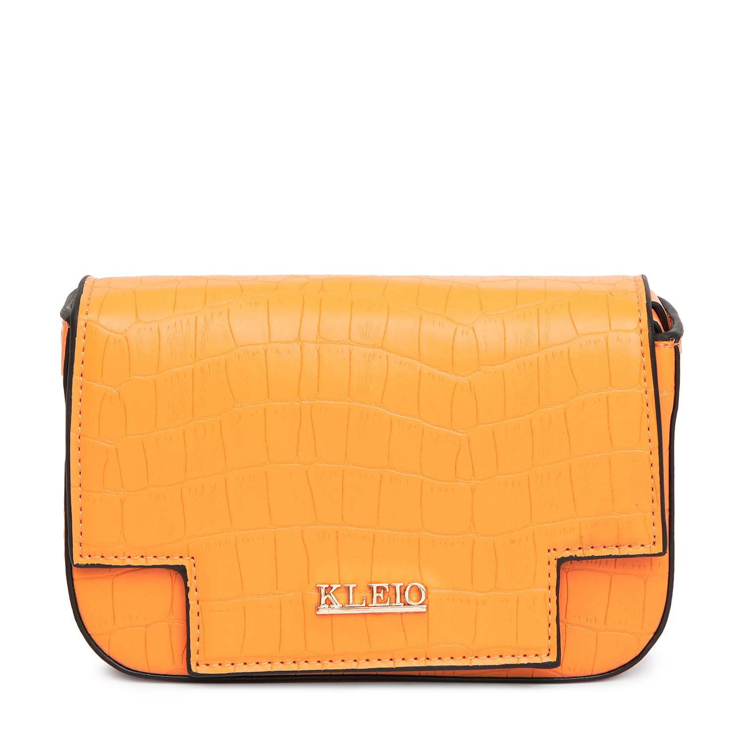KLEIO Vegan Leather Mini Croco Textured Shoulder Bag Women with Magnetic Closure (Orange) |Water-resistent Shoulder Hand Bag for Girls |Ladies Bag for Everyday Use, Parties, Travel & College - SaumyasStore