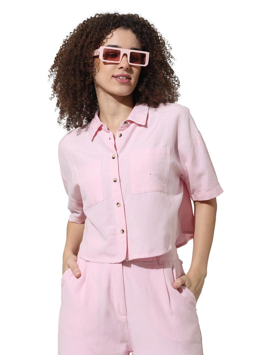 ONLY Women's Loose Fit Shirt (15333492-Roseate Spoonbill_Roseate - SaumyasStore