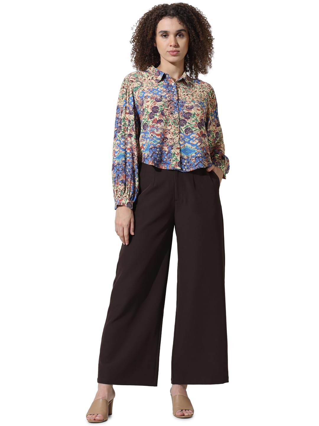 ONLY Women's Regular Fit Shirt (15334399-Azure Blue_Azure - SaumyasStore