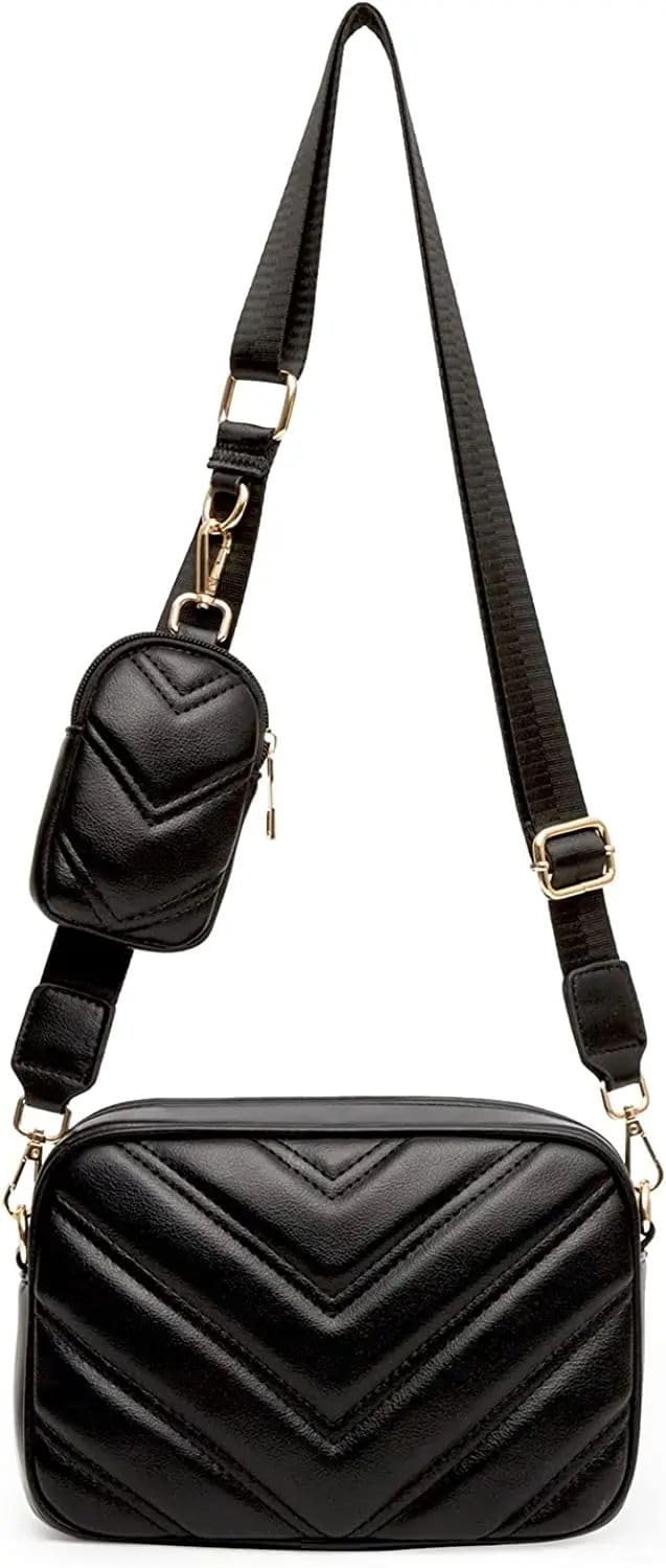 ADISA Women's Girls Cross Body Sling Bag with Pouch (SL5127_Black) - SaumyasStore