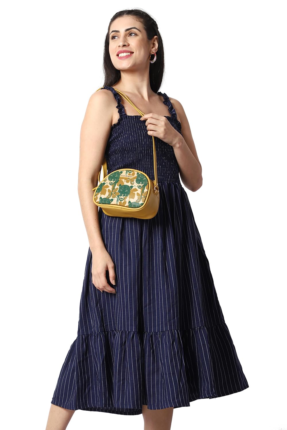 SACCI MUCCI Printed Handcrafted Crossbody Rainbow sling bag, Sling Bag for Women Ladies Single Shoulder Bag - Wild Print (Mustard) - SaumyasStore