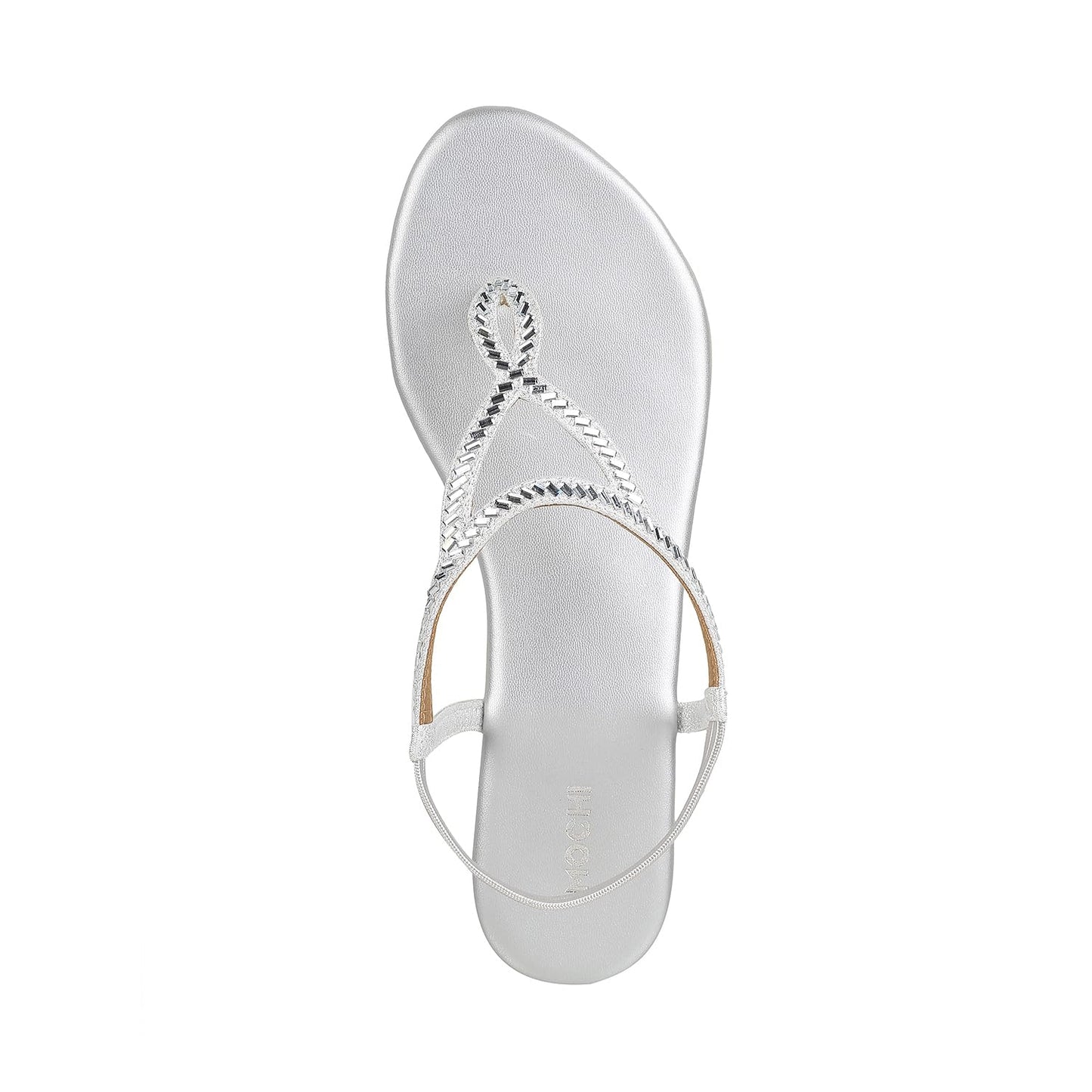 Mochi Women Silver Velvet Comfort & Flat Sandal UK/6 EU/39 (35-4917) - SaumyasStore