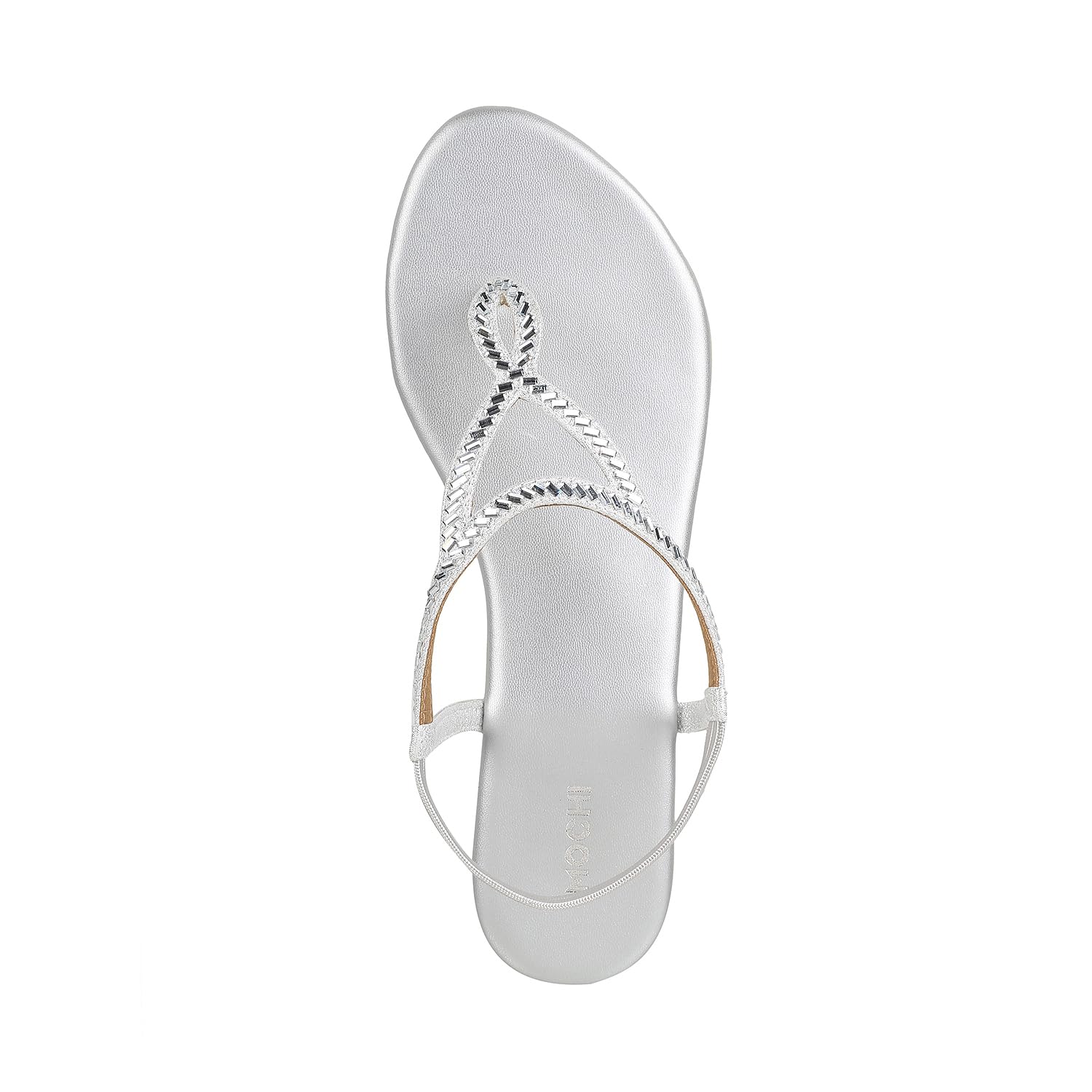 Mochi Women Silver Velvet Comfort & Flat Sandal UK/6 EU/39 (35-4917) - SaumyasStore