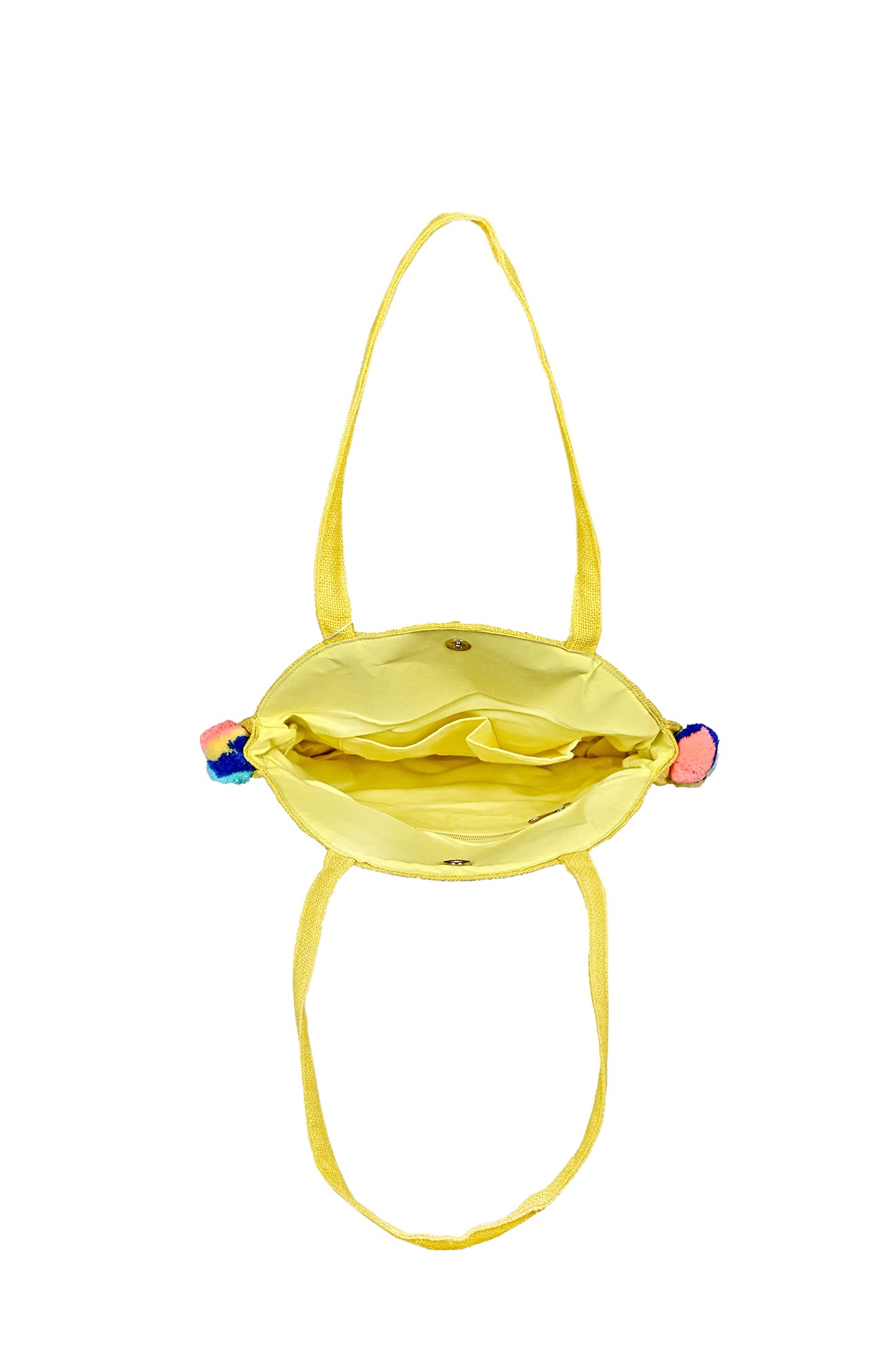 Boho Girl Multicolor Cotton Palm Leaves Jute Round Tote | Boho Beach Bags For Women and Girls - SaumyasStore