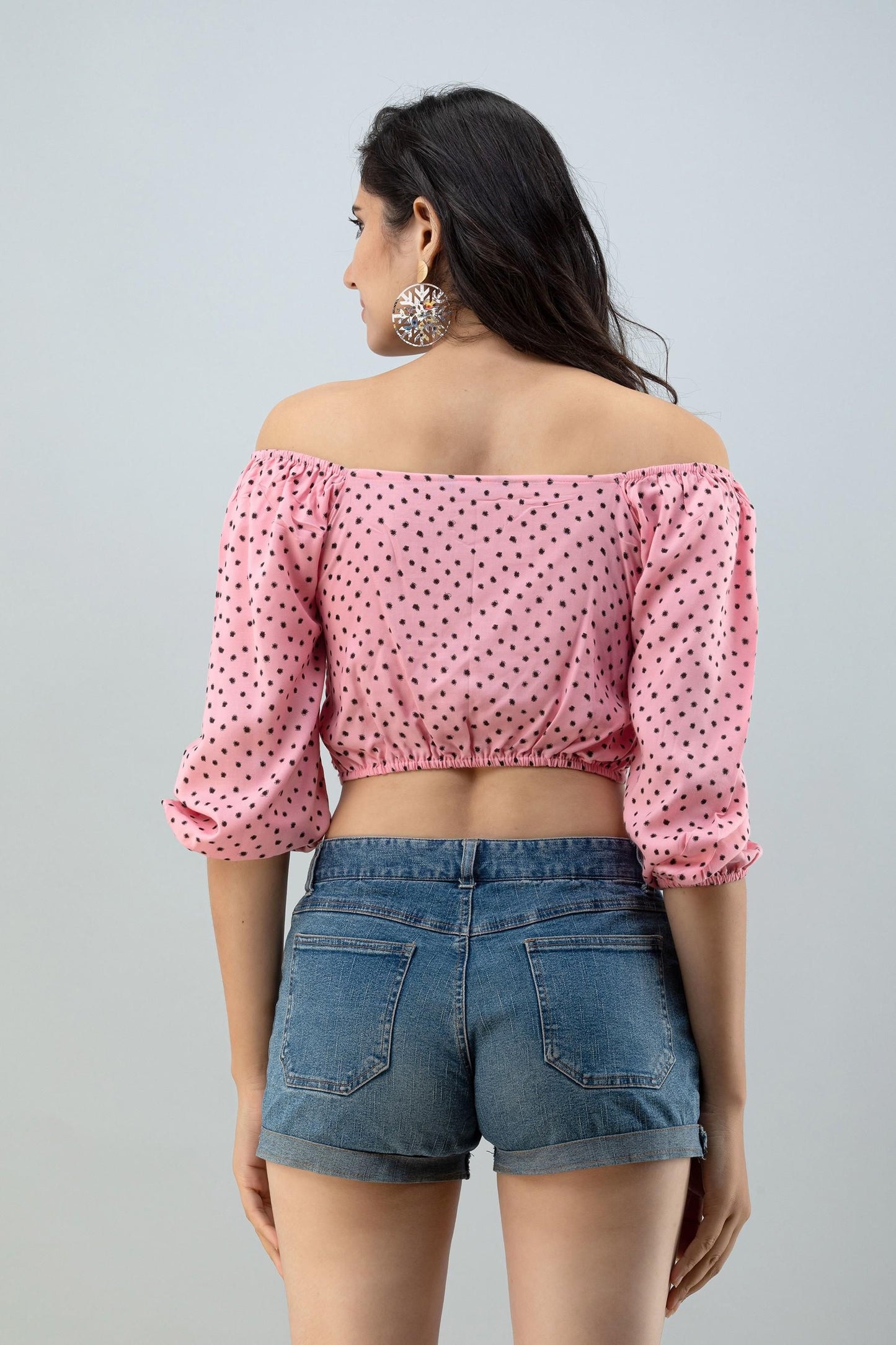 FLAMBOYANT Casual Puff Sleeves Printed Women Pink Top - SaumyasStore