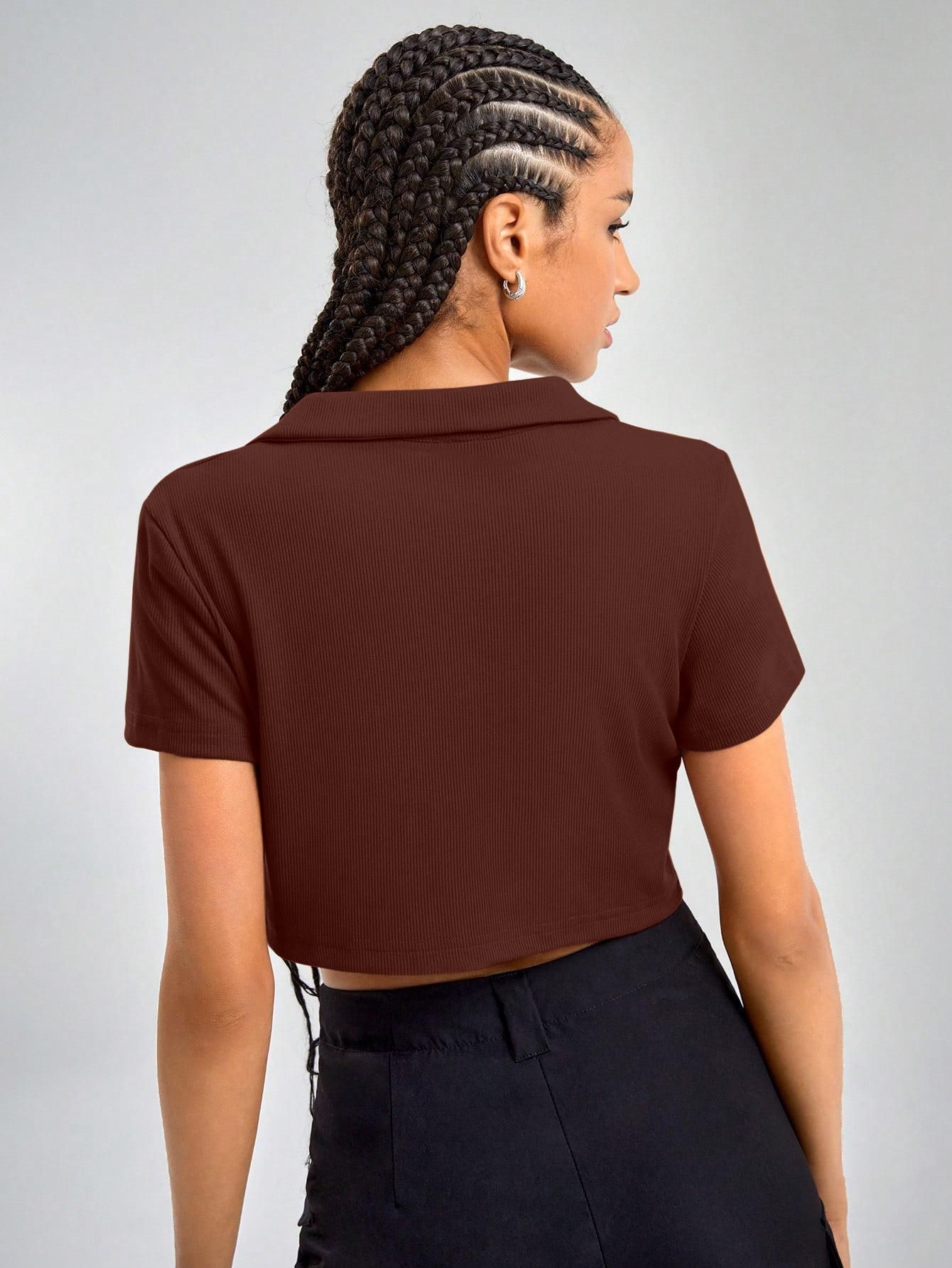 AAHWAN Solid Shirt Style Crop Top For Women's - SaumyasStore