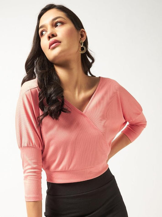 Women's Solid Kimono Rib Top For Women's - SaumyasStore