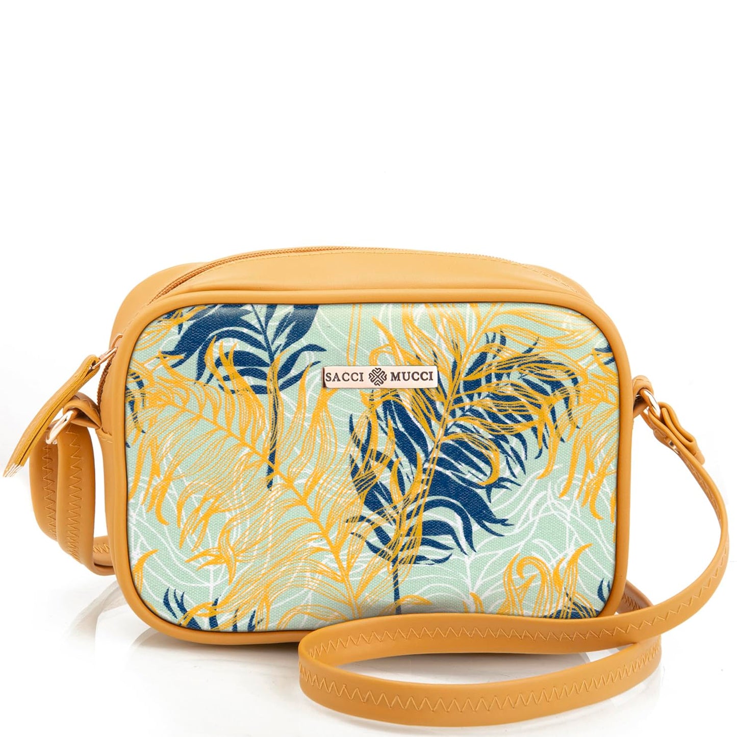 SACCI MUCCI Stylish Box Sling Bag for girls | Side Purse for Women Stylish Latest | Cross Body Sling Box Bags for Girls - Botanical (Mustard) - SaumyasStore
