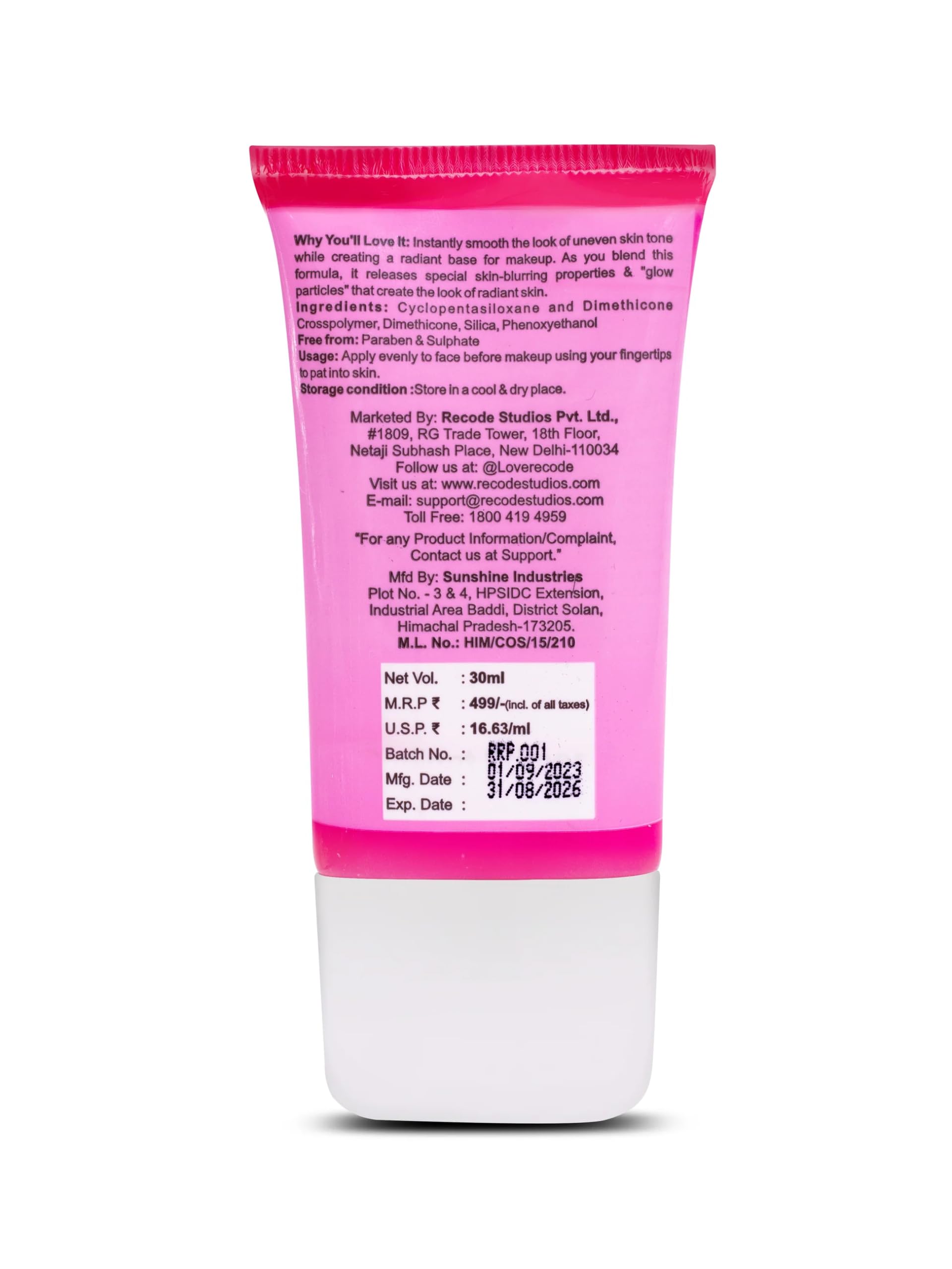 Recode Radiant Primer - 30 ML - SaumyasStore