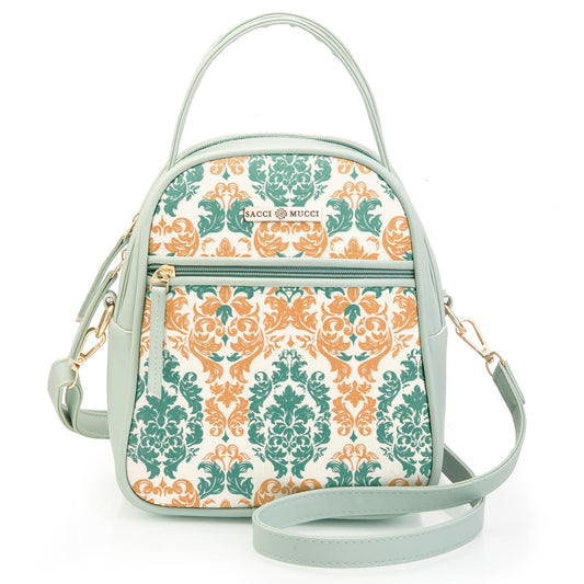 SACCI MUCCI Women's Satchel Handbag | Ladies Purse Handbag | Women's Beech Satchel Bag | Shoulder bags for women with long strap - Damask (Mint Green) - SaumyasStore
