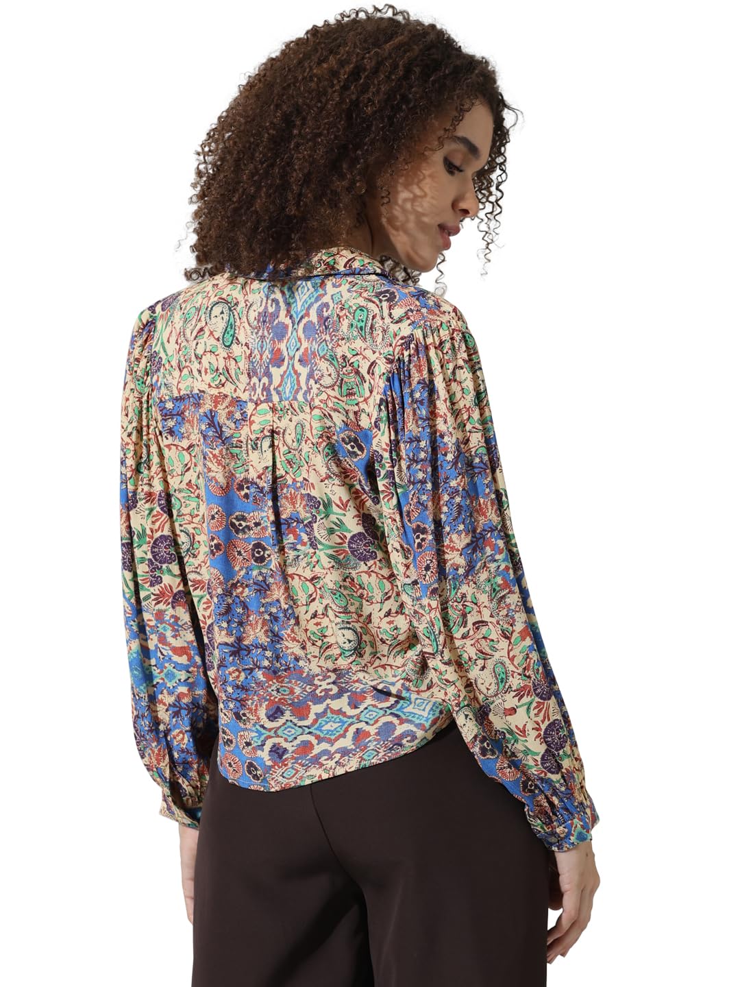 ONLY Women's Regular Fit Shirt (15334399-Azure Blue_Azure - SaumyasStore