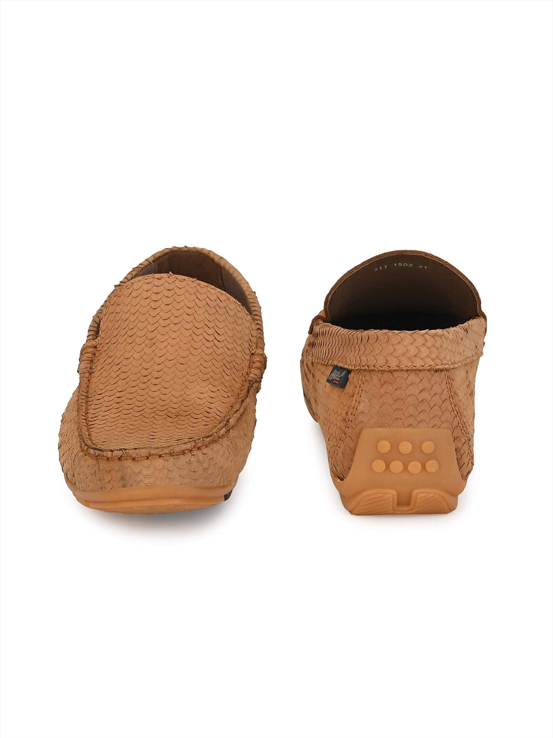 HITZ Men's Tan Leather Moccasins Loafer Shoes - SaumyasStore