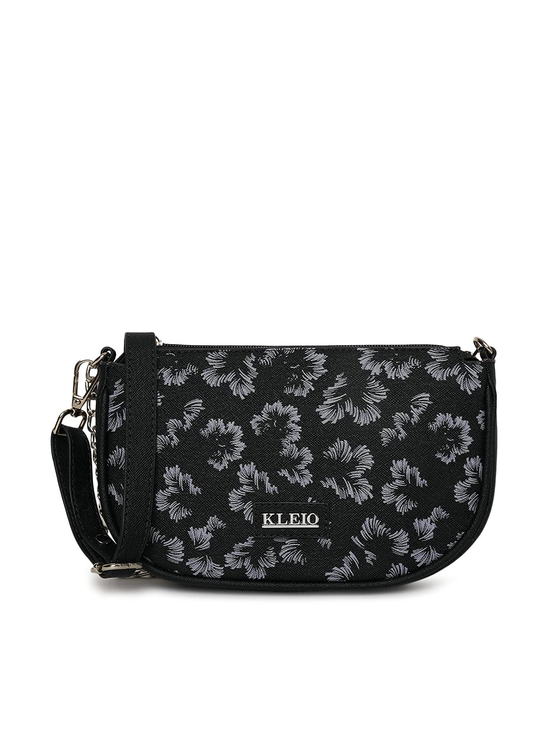 KLEIO Printed PU Leather Light Weight Double Sling Cross body Side Bag for Women and Girls(HO8071KL-BL)(Black) - SaumyasStore