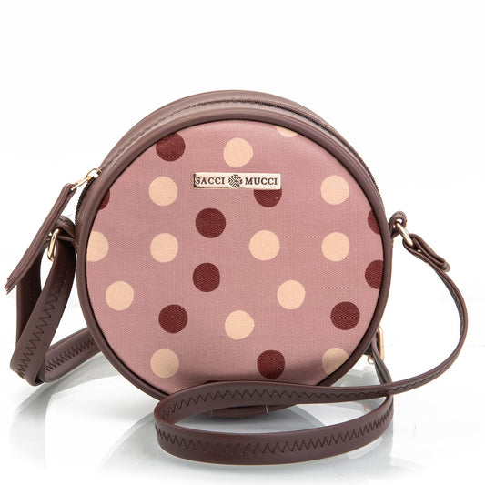 SACCI MUCCI Round Sling Bag, Printed Sling Bag For Girls, Women Sling Bag, Crossbody Bag For Women, gifts for women/Girls, Gift for her - Cute Polka (Brown) - SaumyasStore