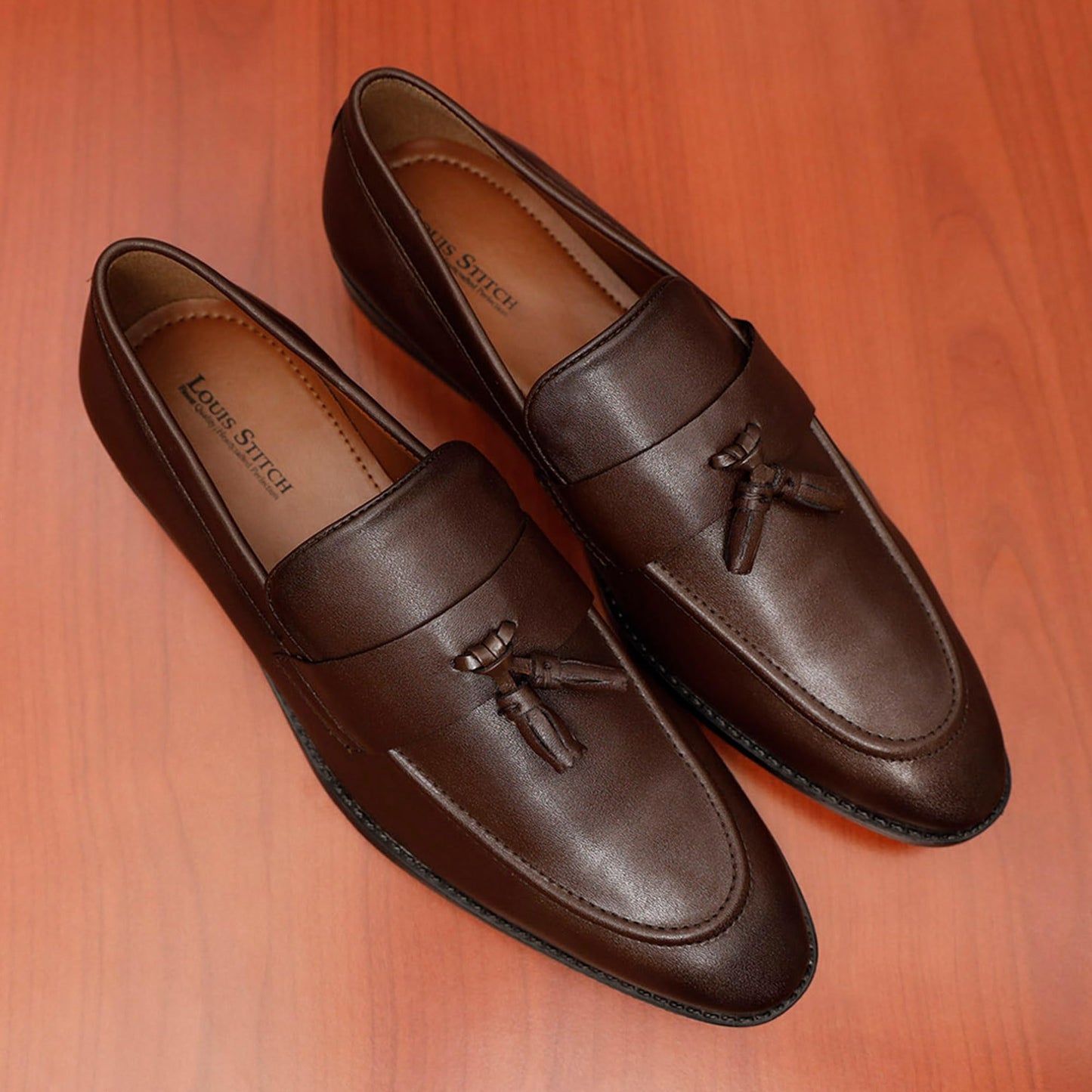 LOUIS STITCH Men's Brunette Brown Shoes Tassel Style Comfortable Moccasins for Men - SaumyasStore