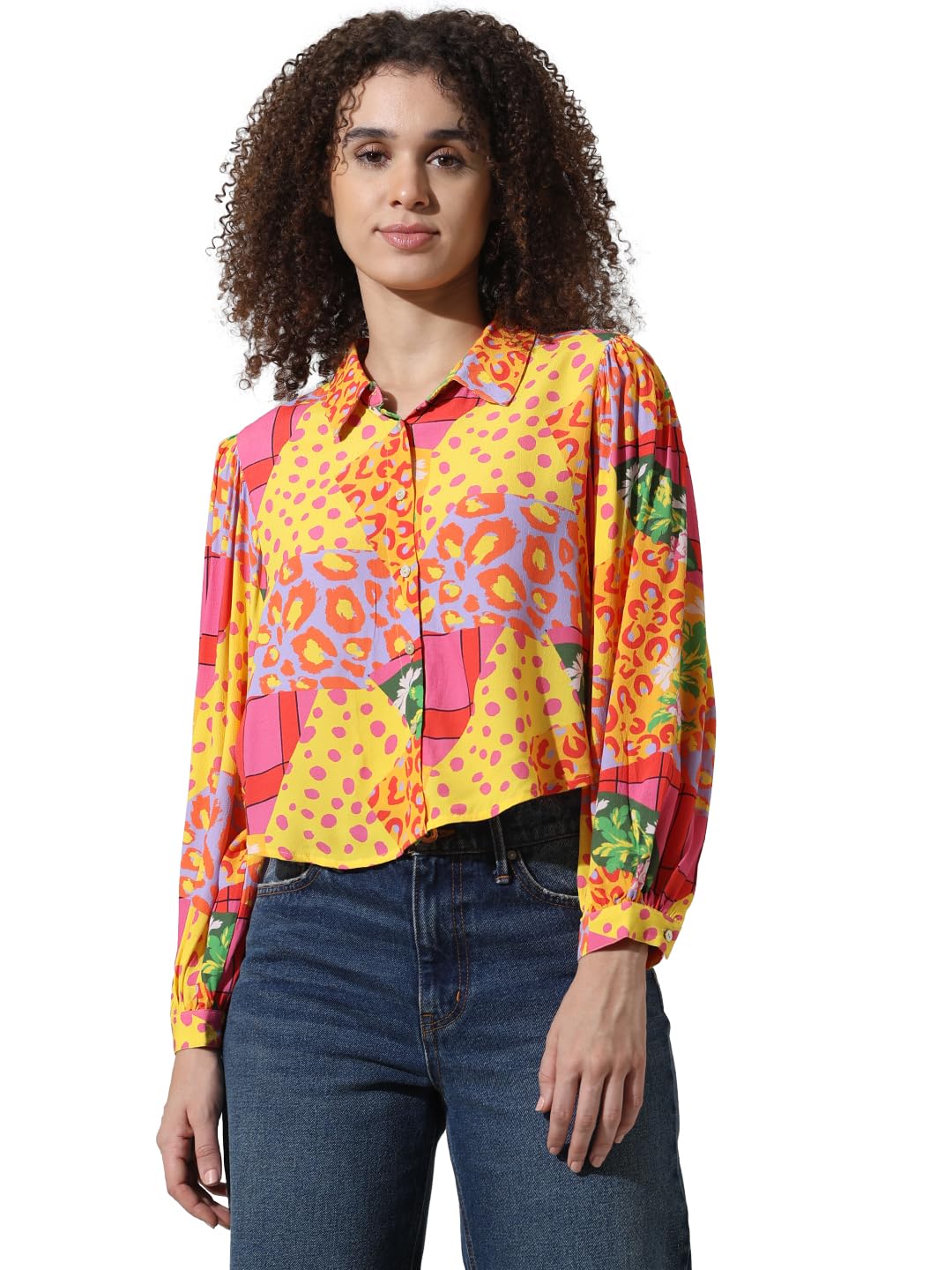 ONLY Women's Relaxed Fit Shirt (15334402-Fuchsia Pink_Fuchsia - SaumyasStore