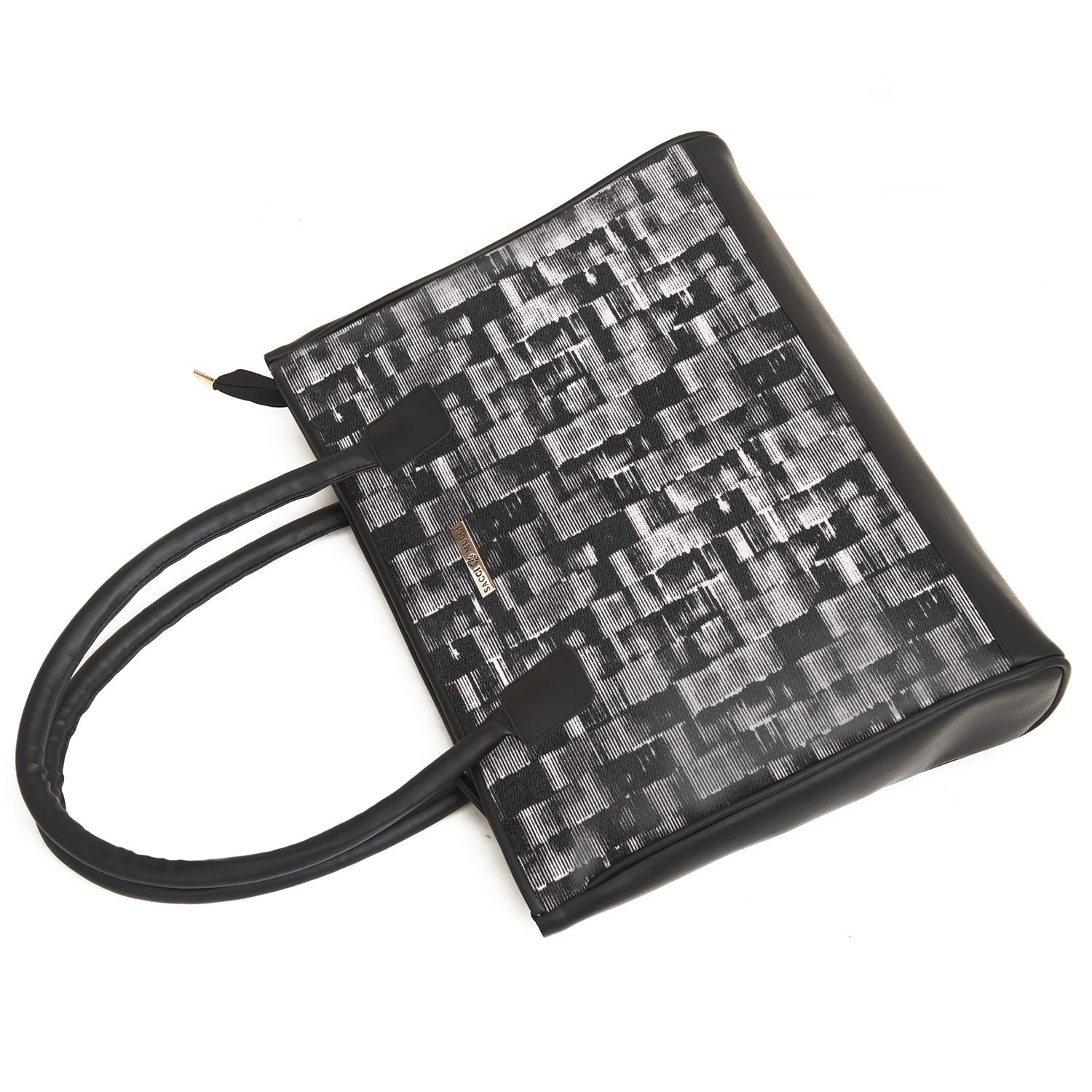 SACCI MUCCI Women's Tote Bag | Tote Bags For Women with Padded Laptop Compartment | Big Shoulder Bag for Office- Irregular Stripes Tie Dye (Black) - SaumyasStore