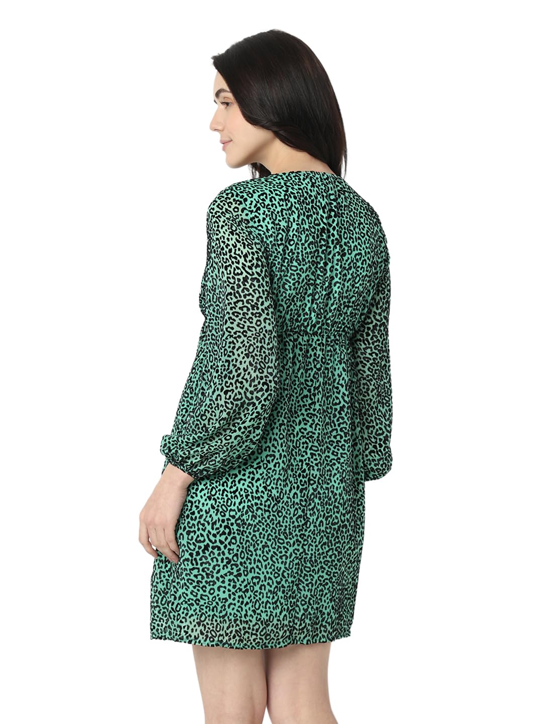 VERO MODA Women's Viscose A-Line Above The Knee Dress (Holly Holly Green) - SaumyasStore