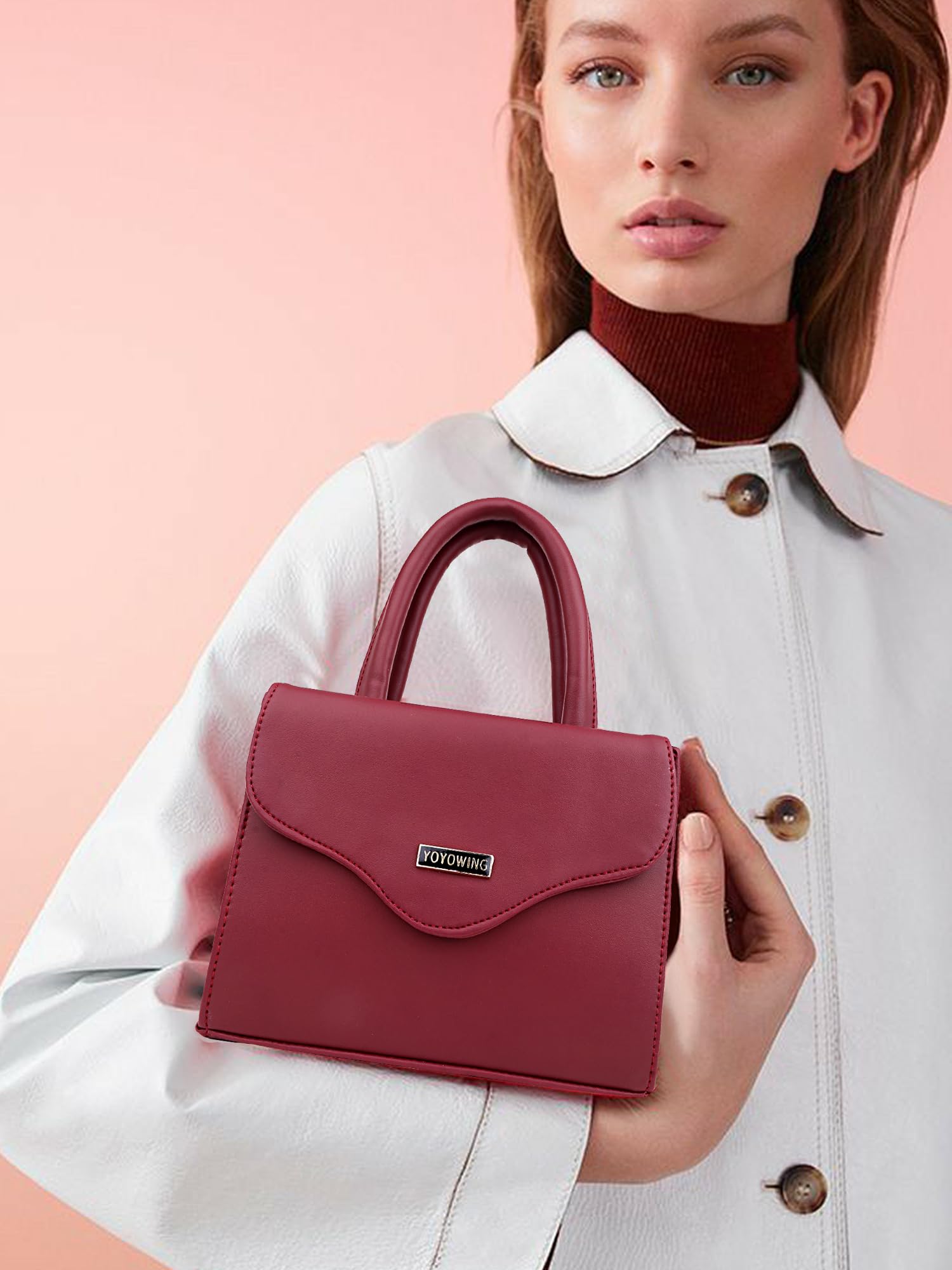 YOYOWING Hand bag for women Synthetic Leather Cross body Ladies sling purse travel shoulder strap (Cherry) - SaumyasStore