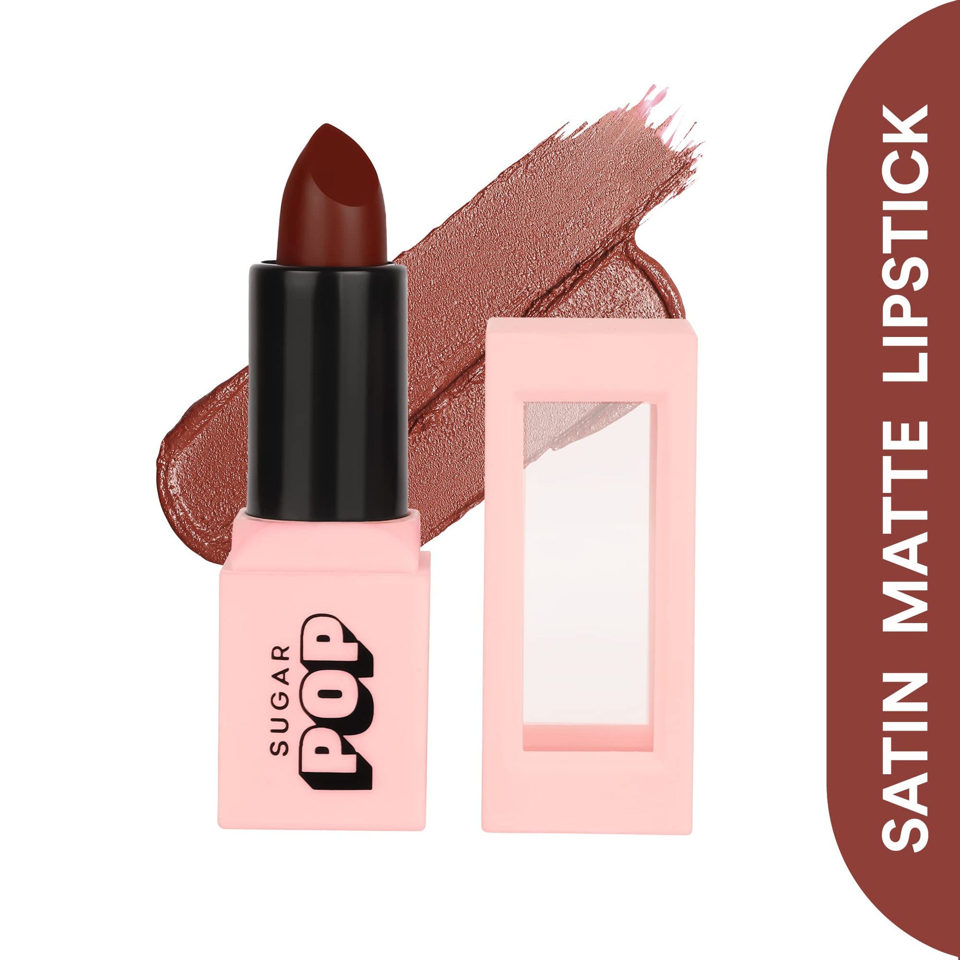 SUGAR POP Satin Matte Lipstick - 06 Amber (True Brown) - 3 gm - Infused with Vitamin E, Shea Butter & Jojoba Oil l Full Coverage, Ultra Pigmented, Hydrating, Weightless Formula l Lipstick for Women - SaumyasStore