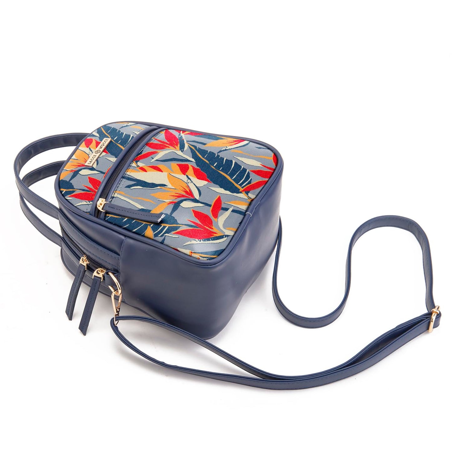 SACCI MUCCI Women's Satchel Bag | Ladies Purse Handbag | Women's Handbag - Exotic Jungle (Navy Blue) - SaumyasStore