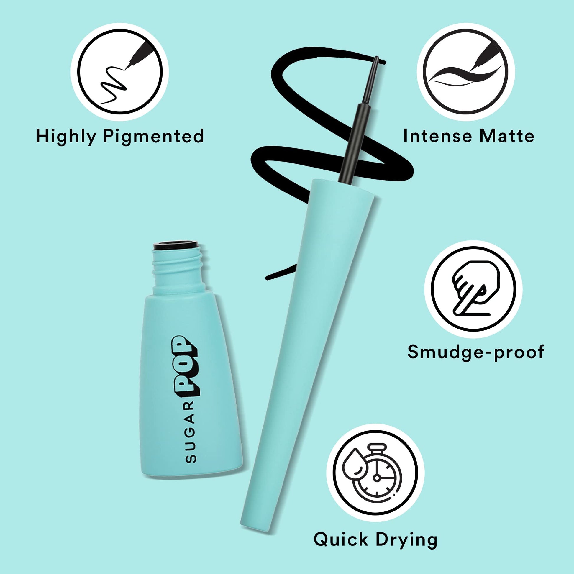 Sugar Pop Matte Finish Eyeliner, Smudge-Proof, Water-Resistant, Quick Drying | Lasts Up To 10 Hours - 01 Black - SaumyasStore