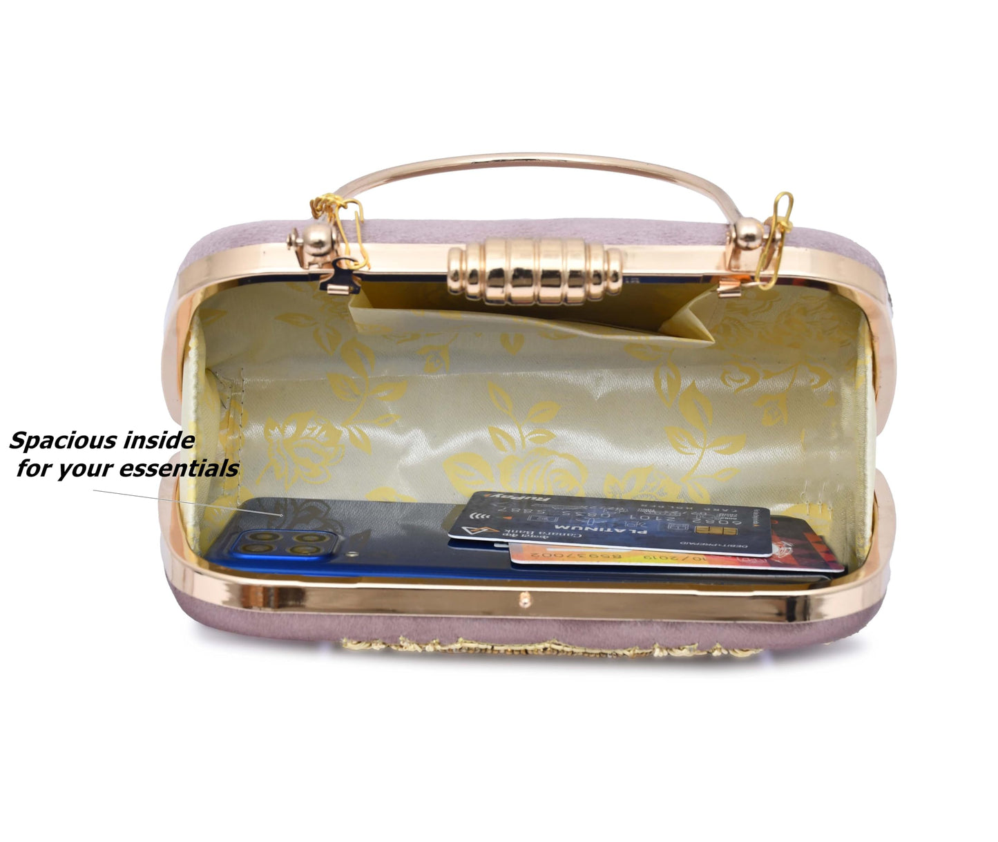 For The Beautiful You Embroidered Women's Clutch (rd-199) (Pink) - SaumyasStore