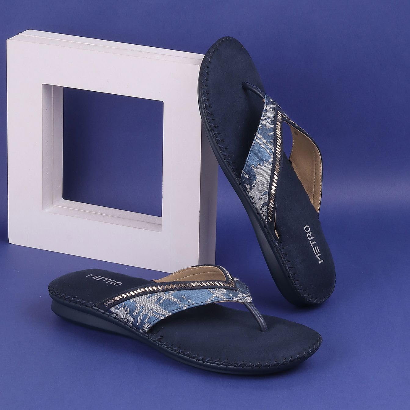 Metro Women Blue Flat Comfort Sandal UK/7 EU/40 (44-32) - SaumyasStore