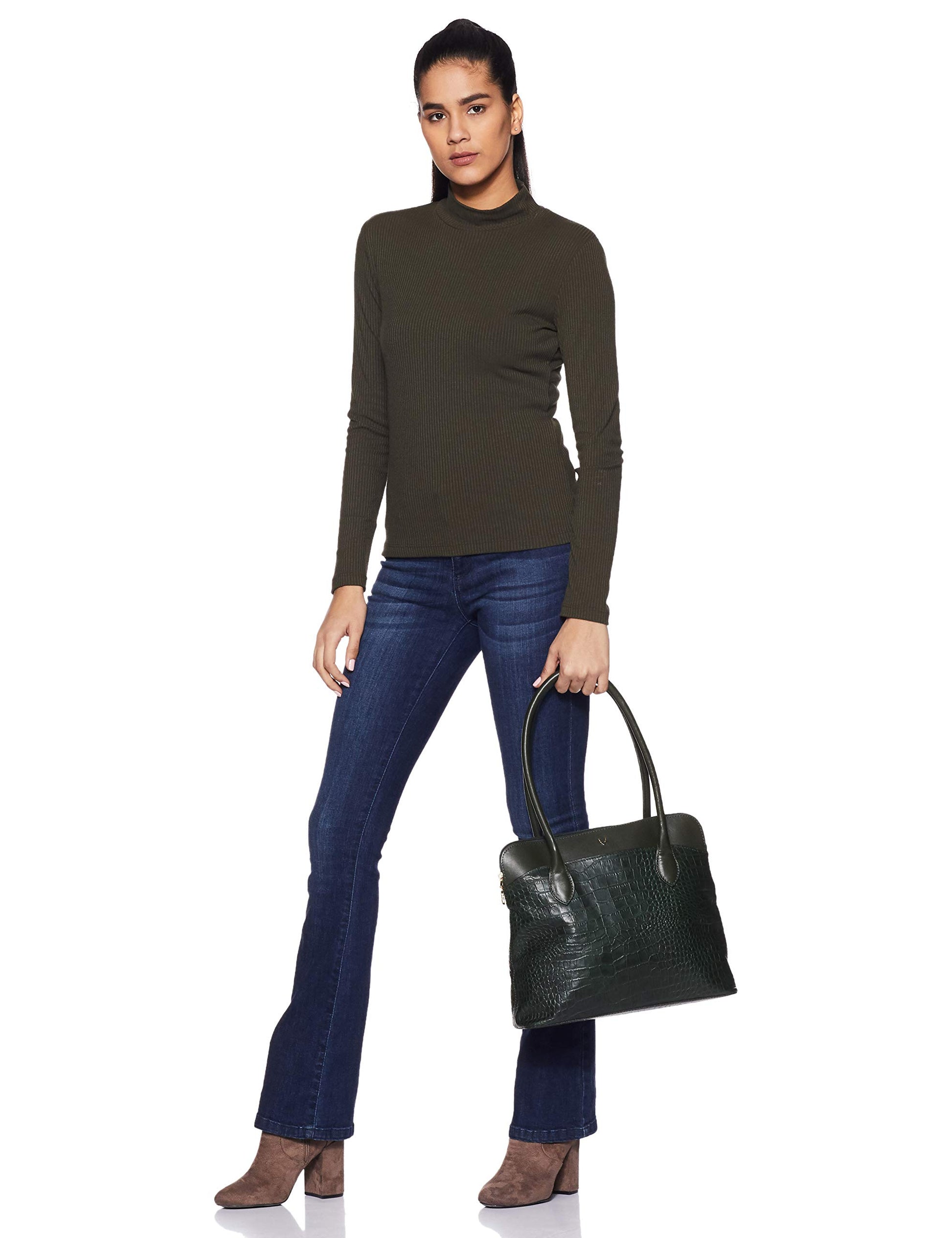 Hidesign womens SB FABIOLA II Large Emerald Tote Bag - SaumyasStore