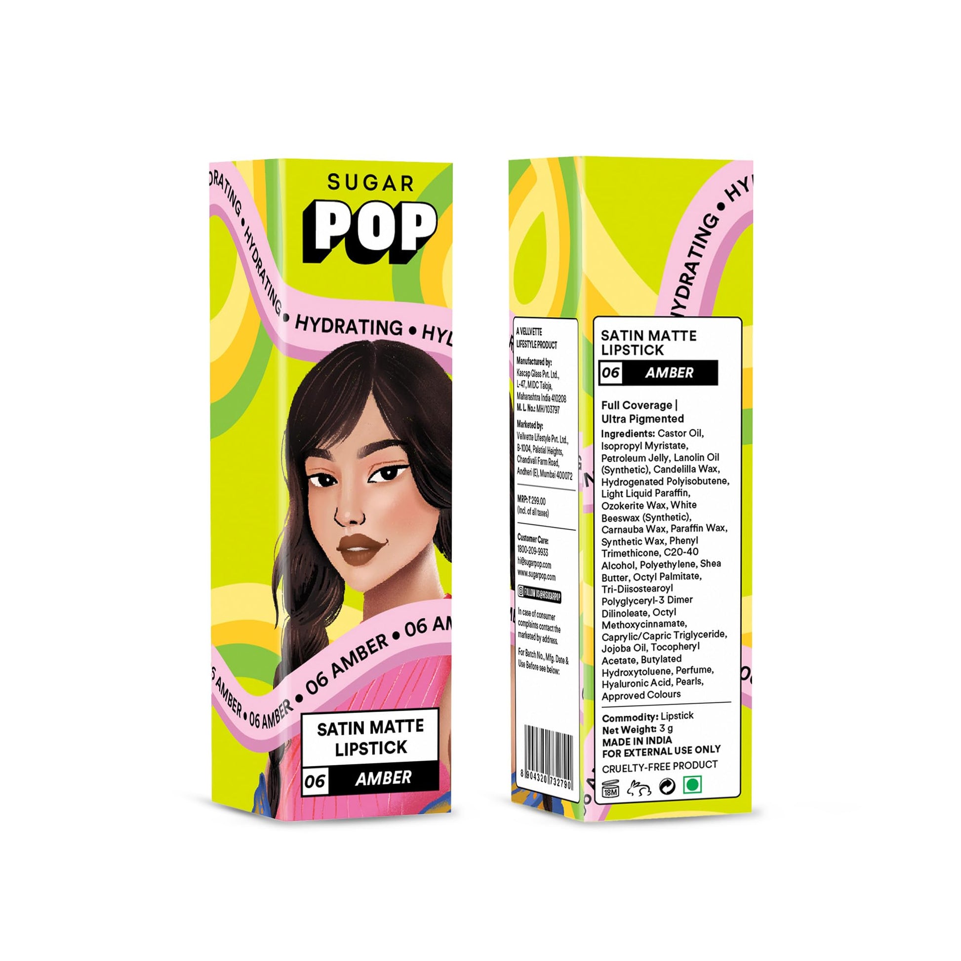 SUGAR POP Satin Matte Lipstick - 06 Amber (True Brown) - 3 gm - Infused with Vitamin E, Shea Butter & Jojoba Oil l Full Coverage, Ultra Pigmented, Hydrating, Weightless Formula l Lipstick for Women - SaumyasStore