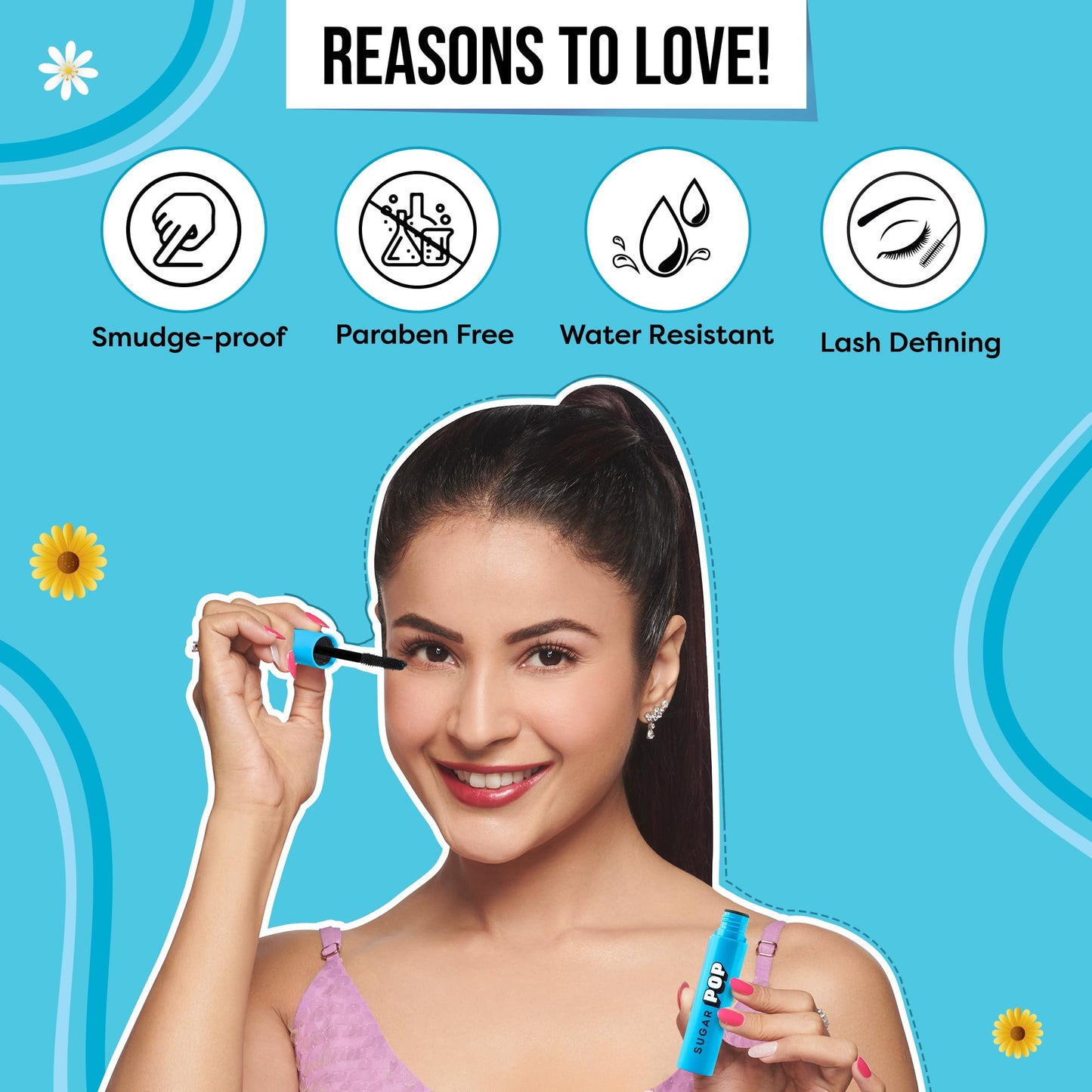 SUGAR POP Volumizing Mascara - 01 Black (Intense Black Pigment) l Adds Definition, Volumizes and Lengthens Lashes, Smudge Proof, Quick Drying, Long Lasting l Lash Defining Mascara with Ergonomically Designed Wand for Women l 9 ml - SaumyasStore