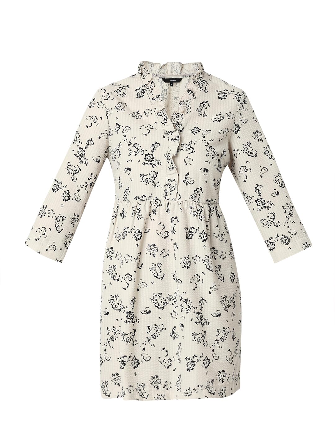 VERO MODA ' Women's Polyester Fit and Flare Above The Knee Dress (10304007-Silver Lining_Silver - SaumyasStore