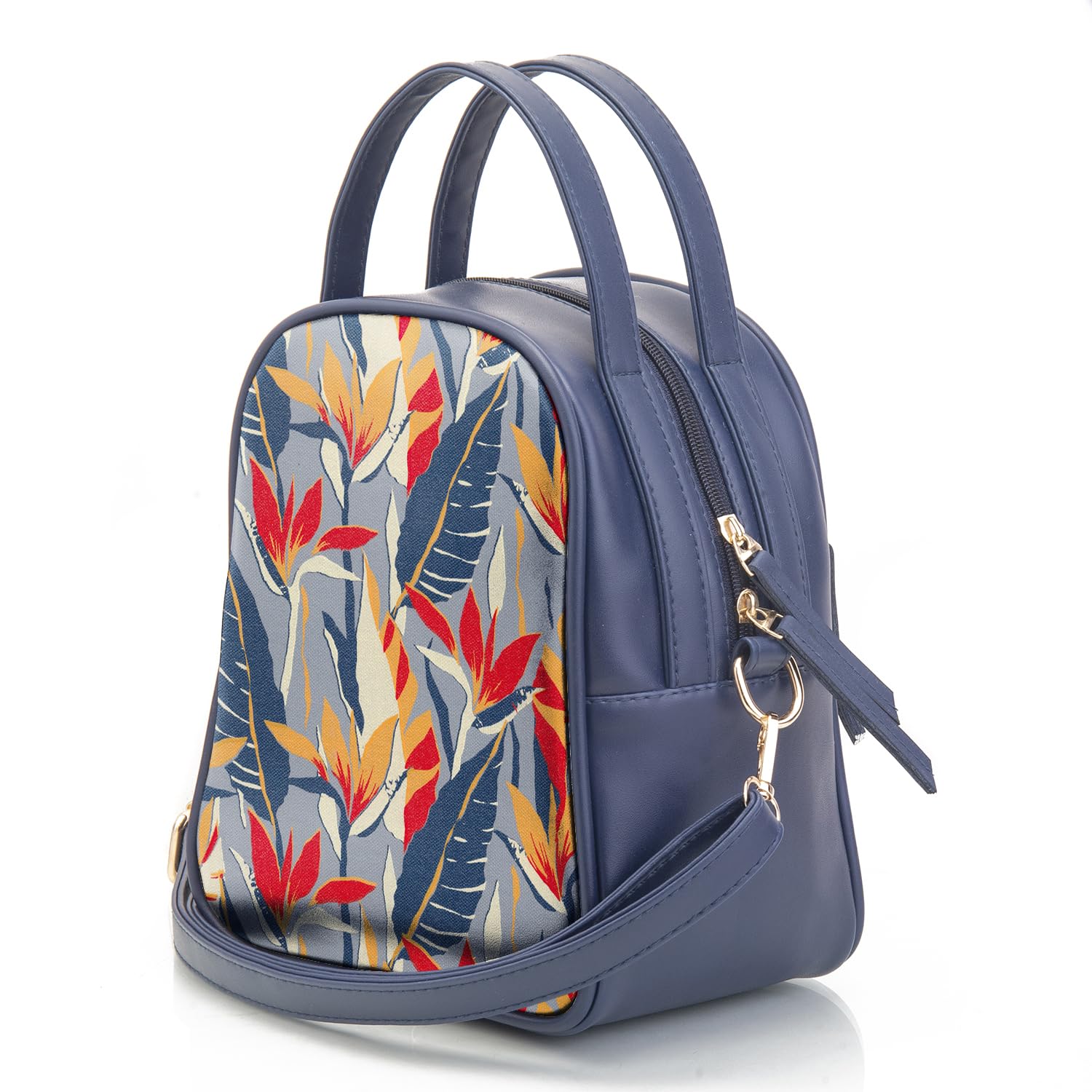 SACCI MUCCI Women's Satchel Bag | Ladies Purse Handbag | Women's Handbag - Exotic Jungle (Navy Blue) - SaumyasStore