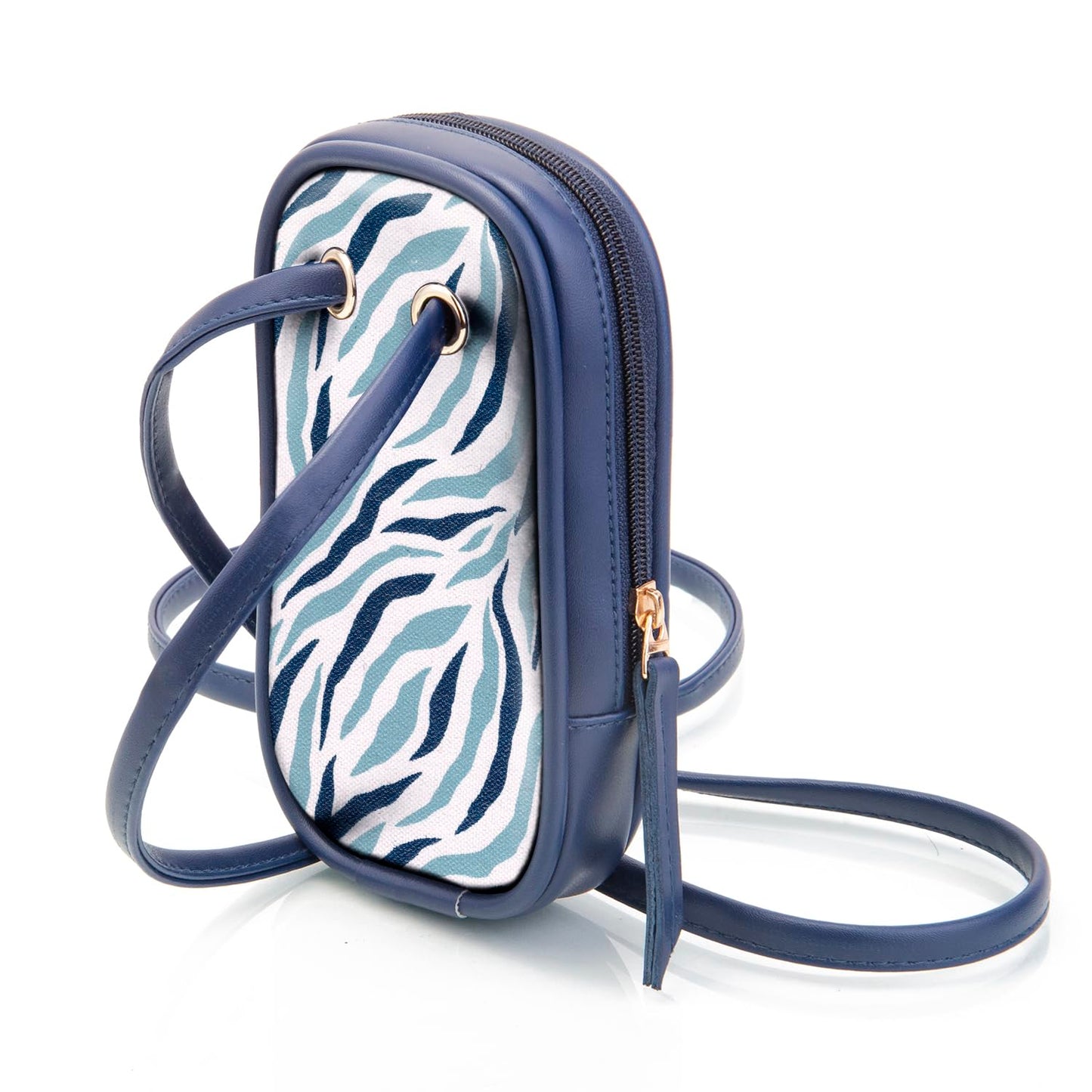 SACCI MUCCI Phone Pouch, Mobile Bag, Women's Wallet Sling Crossbody Bag for Mobile Cell Phone, Crossbody Phone Bag - Wave Botanical (Blue) - SaumyasStore