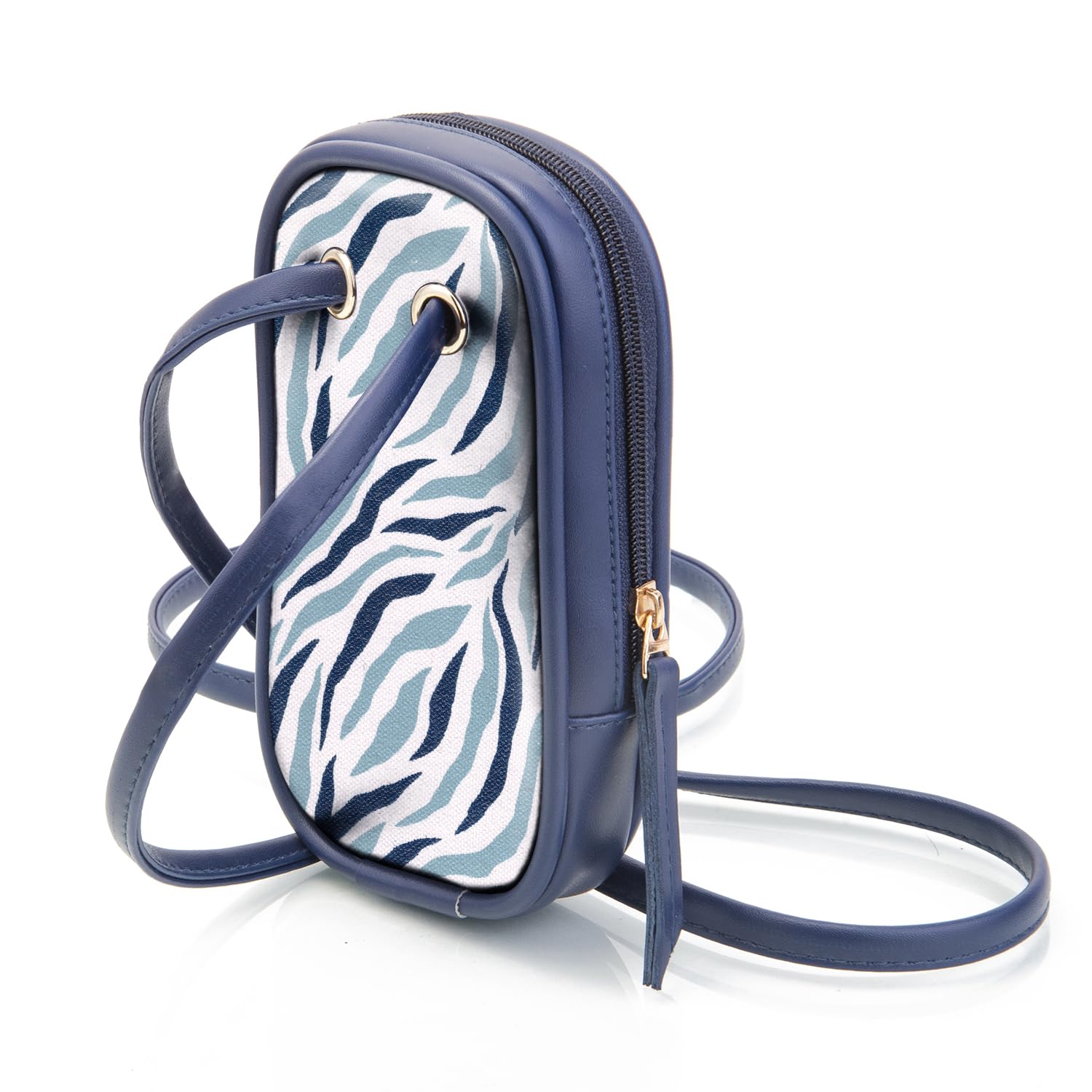 SACCI MUCCI Phone Pouch, Mobile Bag, Women's Wallet Sling Crossbody Bag for Mobile Cell Phone, Crossbody Phone Bag - Wave Botanical (Blue) - SaumyasStore