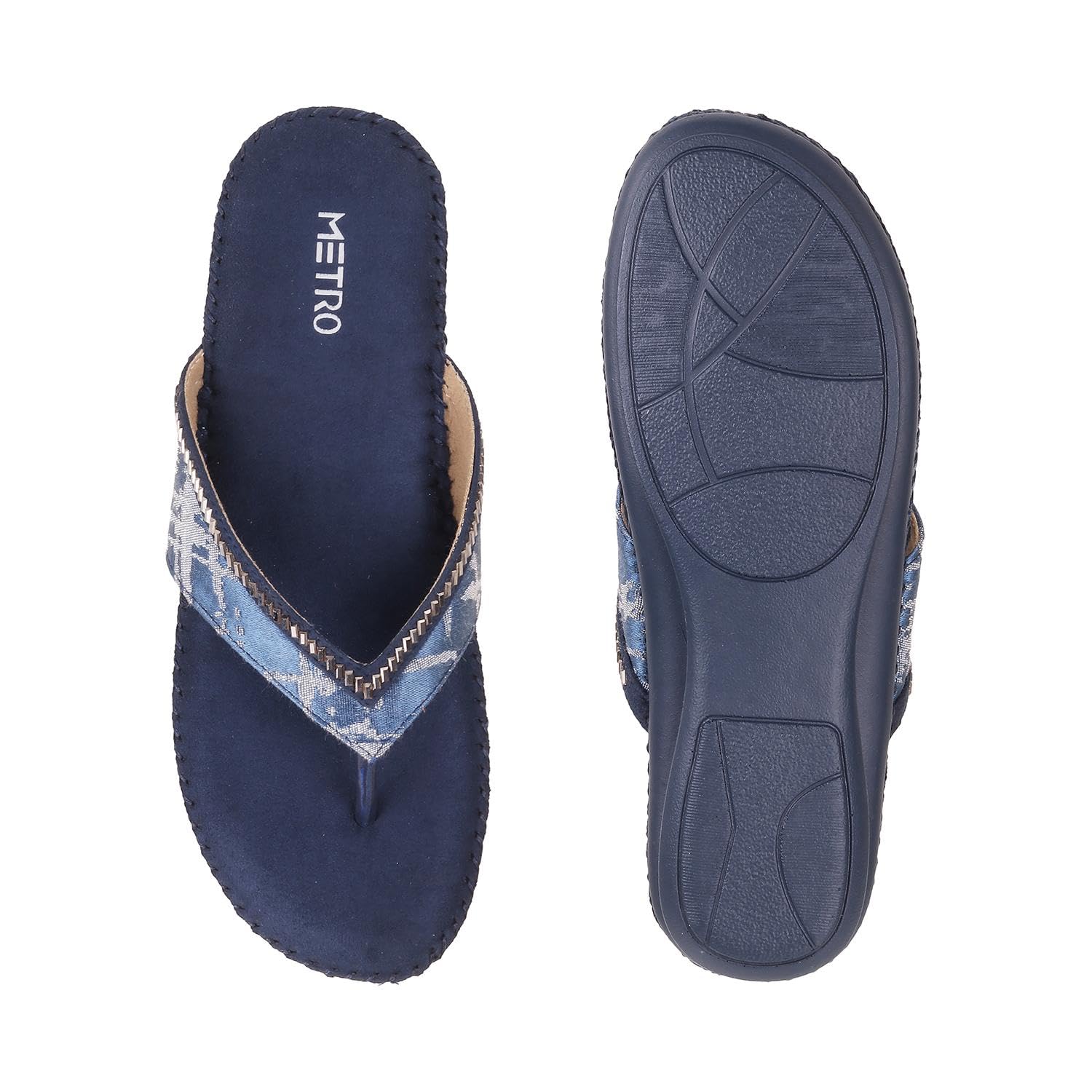 Metro Women Blue Flat Comfort Sandal UK/7 EU/40 (44-32) - SaumyasStore