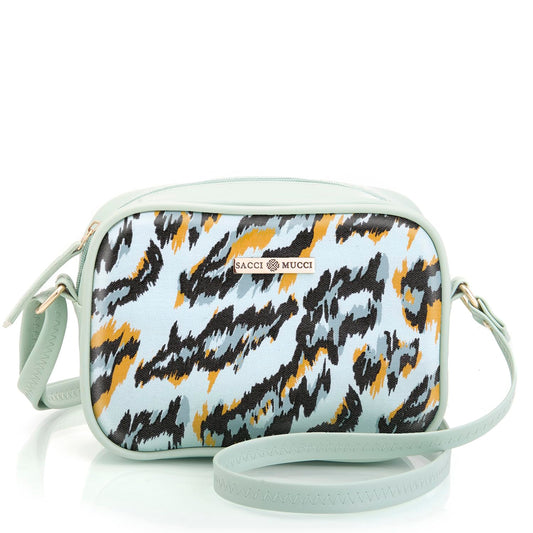 SACCI MUCCI Bags - Sling Crossbody Bag for Girls and Women | Zip Closure, Adjustable Straps - African Leopard (Mint Green) - SaumyasStore