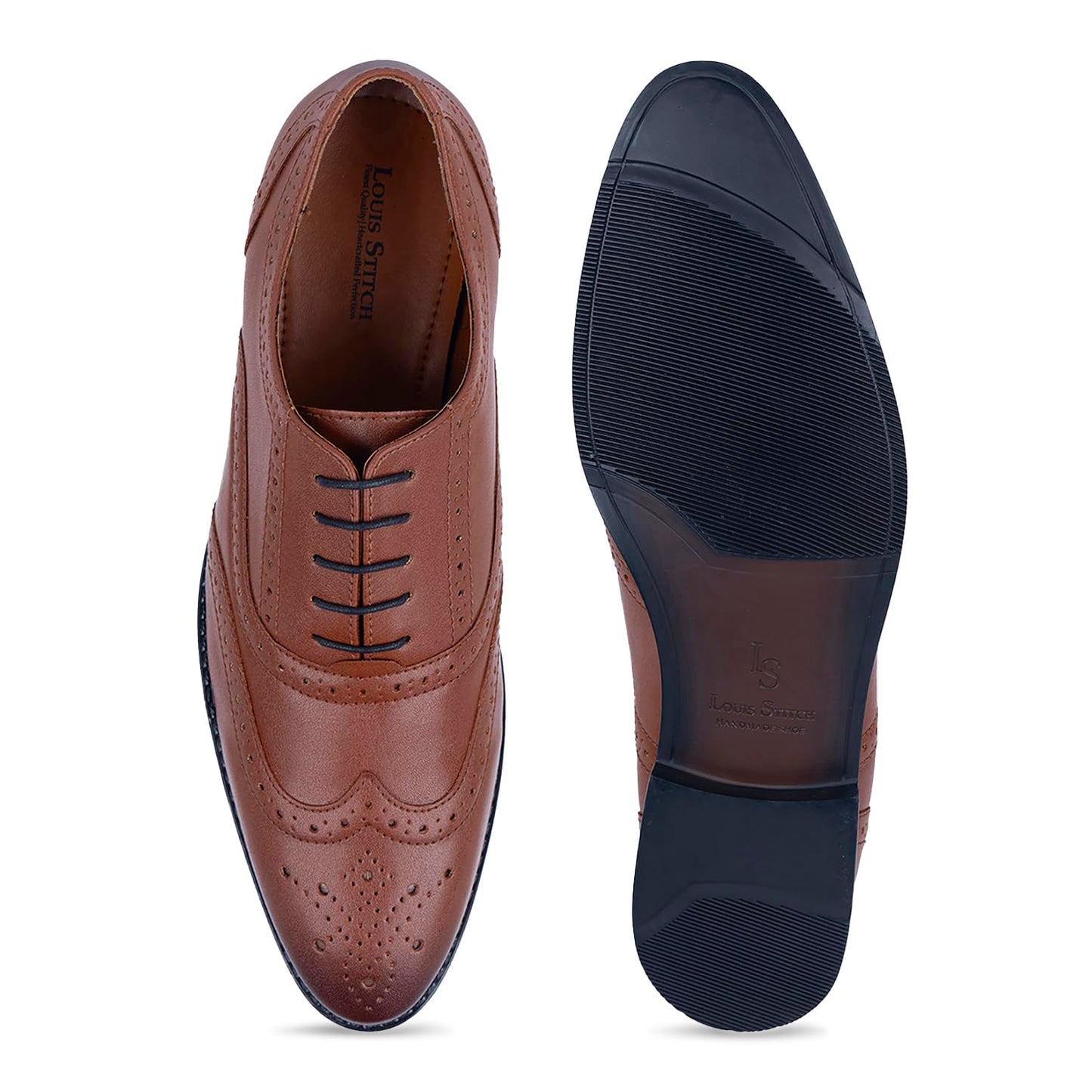 LOUIS STITCH Men's American Tan Wingtip Brogue Style Comfortable Formal Shoes Lace Up Shoe for Men (RGBG-) (Size- 11 UK) - SaumyasStore