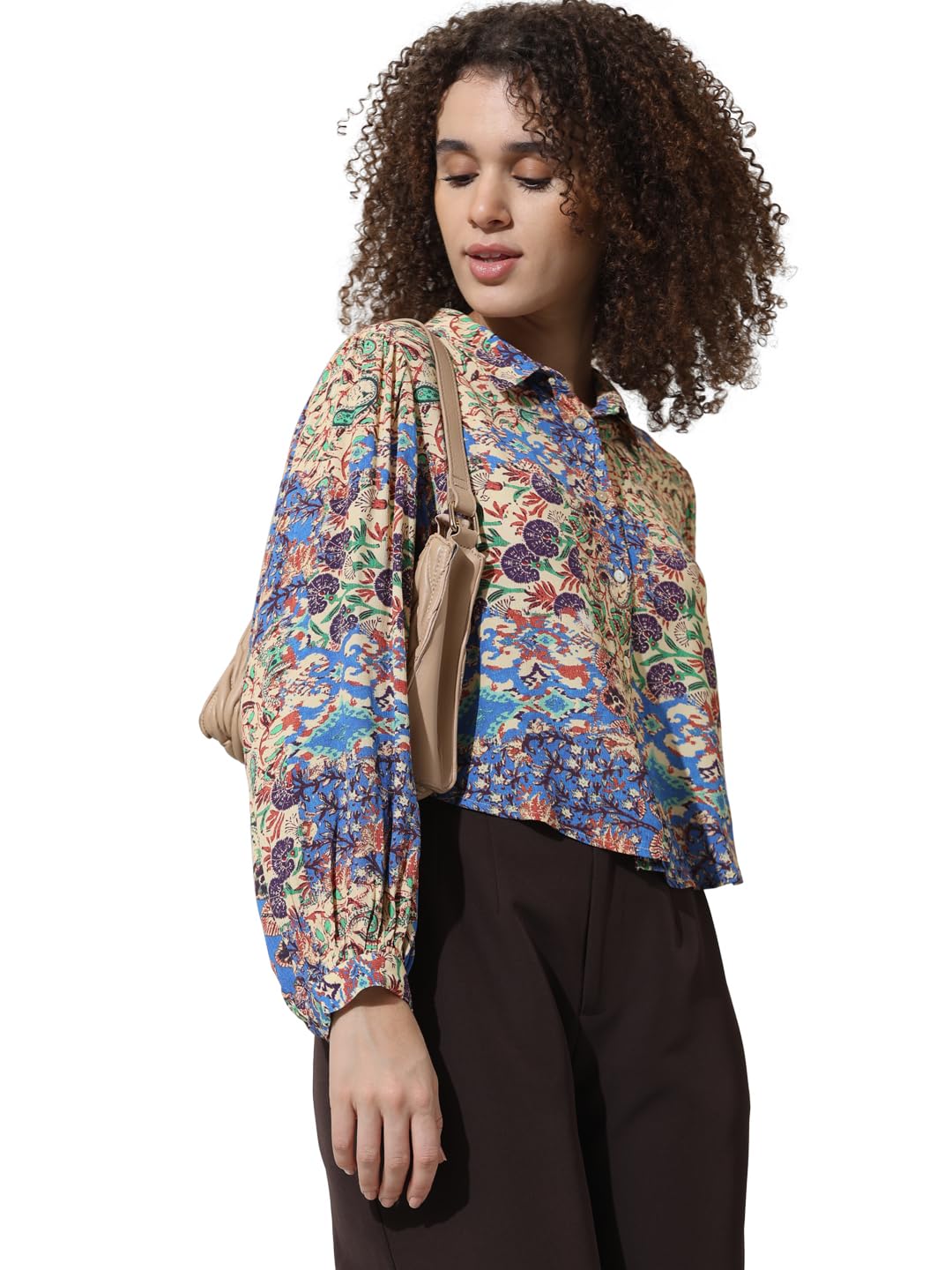 ONLY Women's Regular Fit Shirt (15334399-Azure Blue_Azure - SaumyasStore