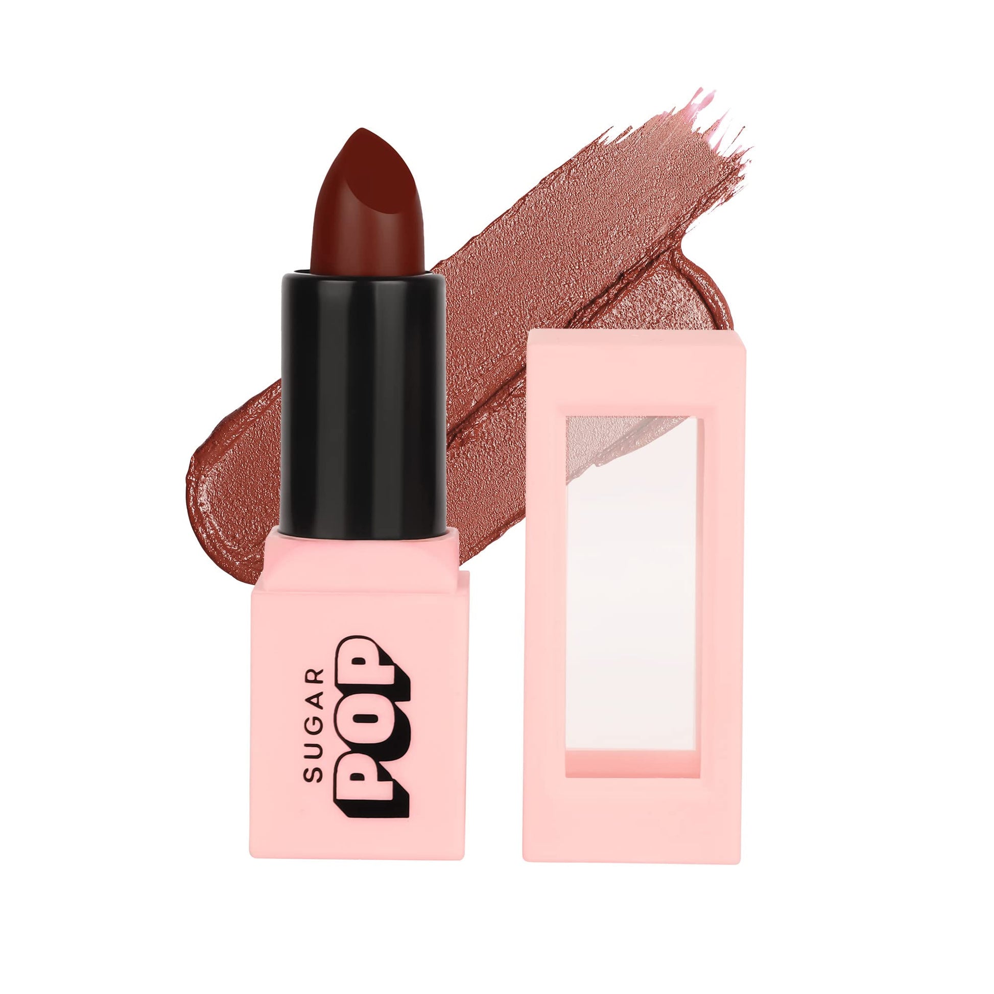 SUGAR POP Satin Matte Lipstick - 06 Amber (True Brown) - 3 gm - Infused with Vitamin E, Shea Butter & Jojoba Oil l Full Coverage, Ultra Pigmented, Hydrating, Weightless Formula l Lipstick for Women - SaumyasStore
