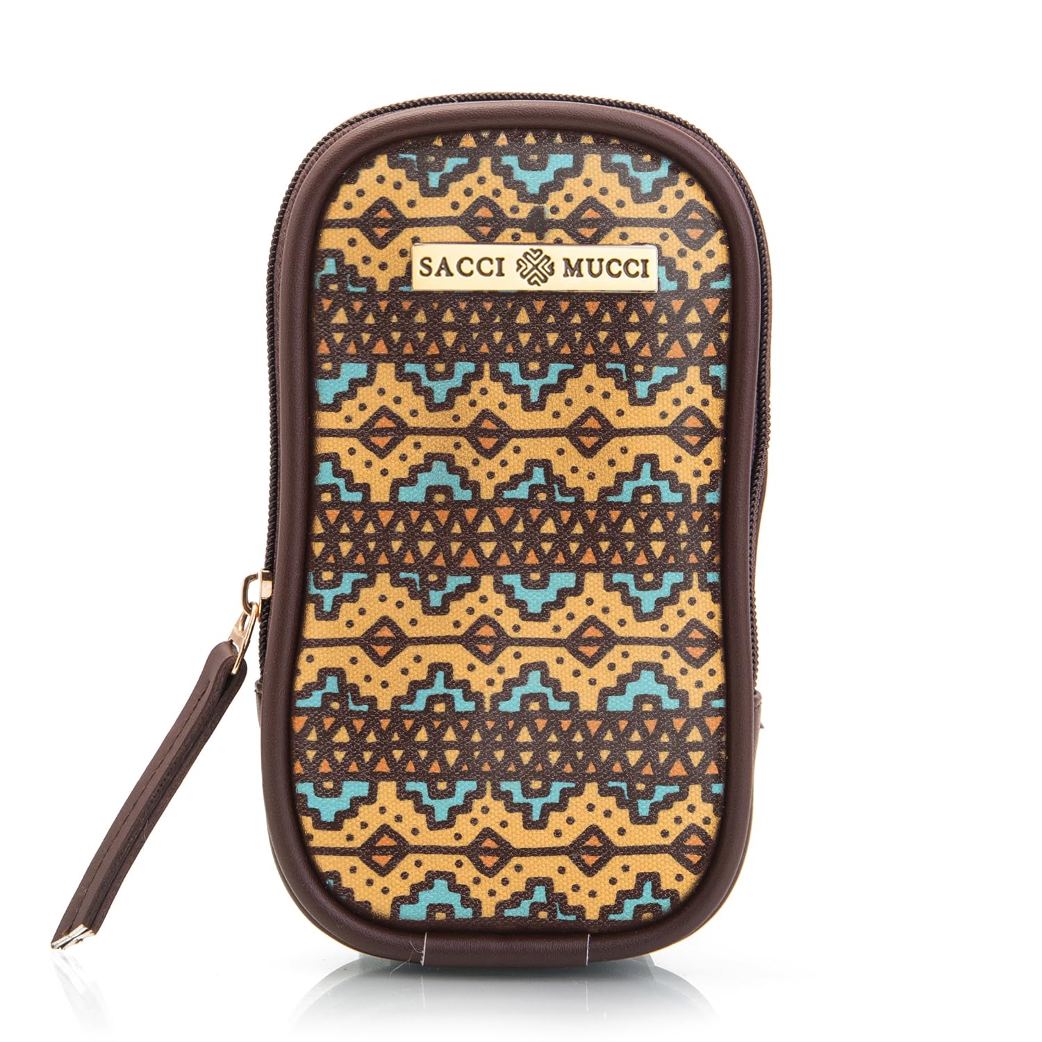SACCI MUCCI Phone Pouch, Mobile Bag, Women's Wallet Sling Crossbody Bag for Mobile Cell Phone, Crossbody Phone Bag -EthnicTraditional Print (Brown) - SaumyasStore